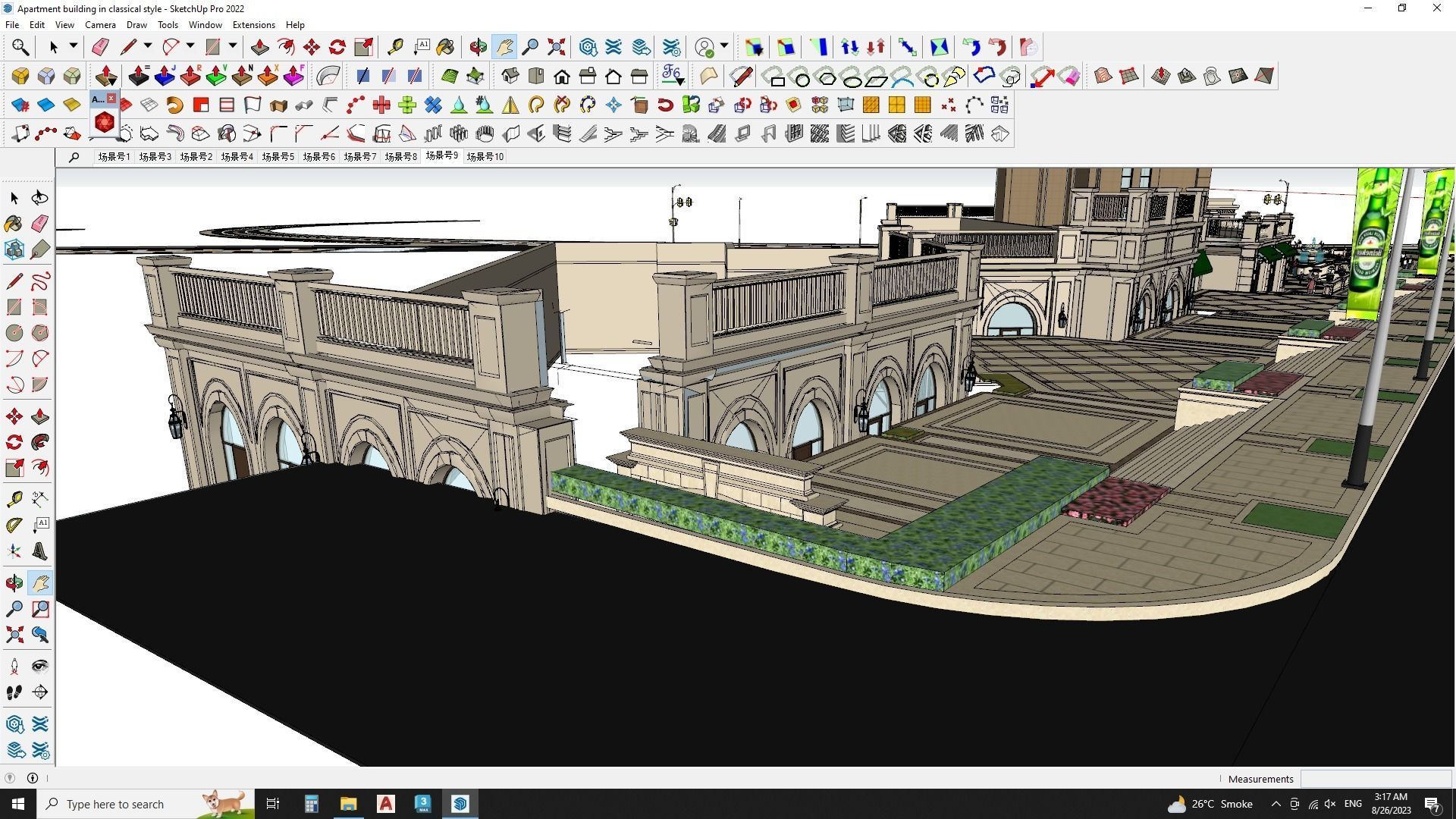 Apartment building in classical style sketchup exterior 3D model_7