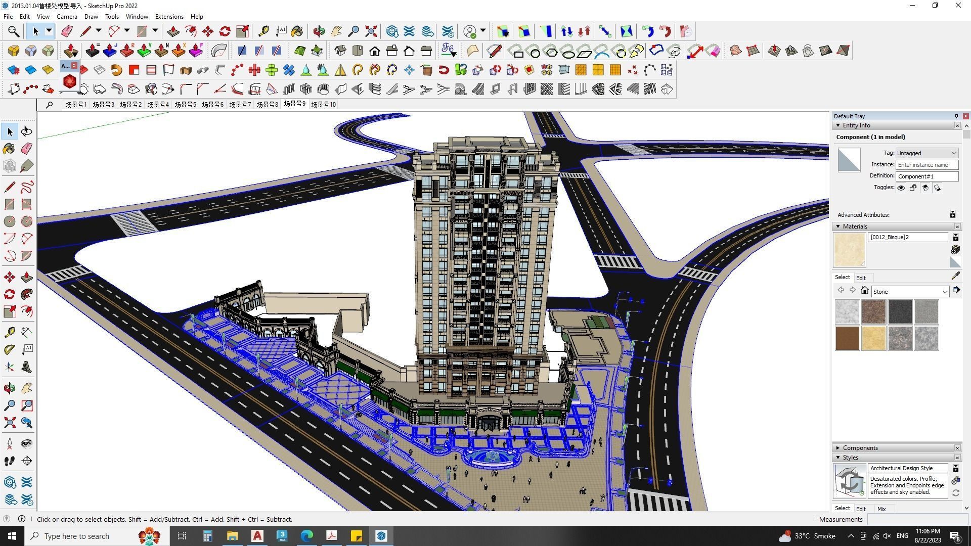 Apartment building in classical style sketchup exterior 3D model_1