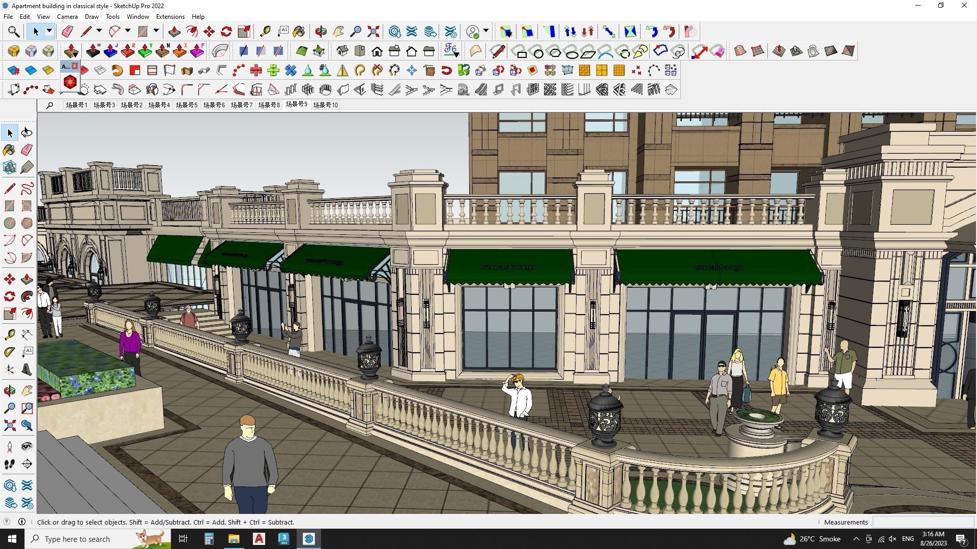 Apartment building in classical style sketchup exterior 3D model_4