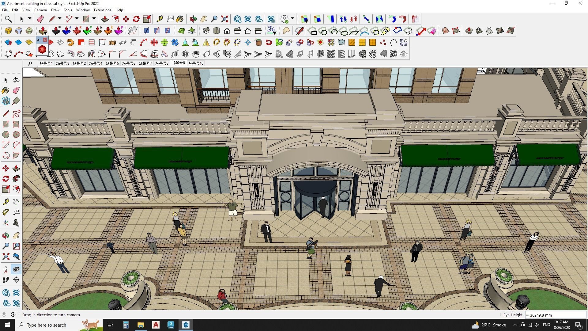 Apartment building in classical style sketchup exterior 3D model_11