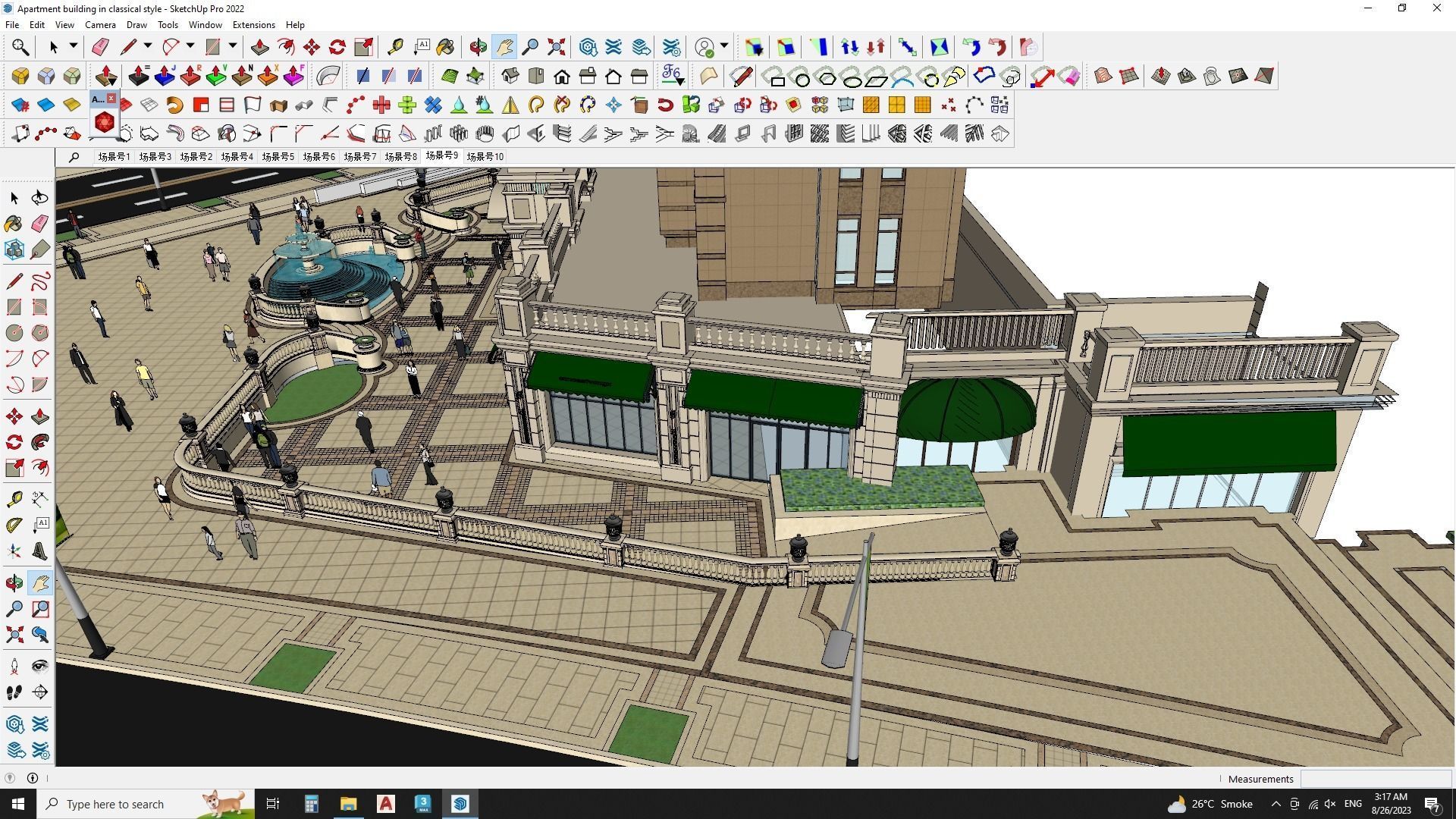 Apartment building in classical style sketchup exterior 3D model_8