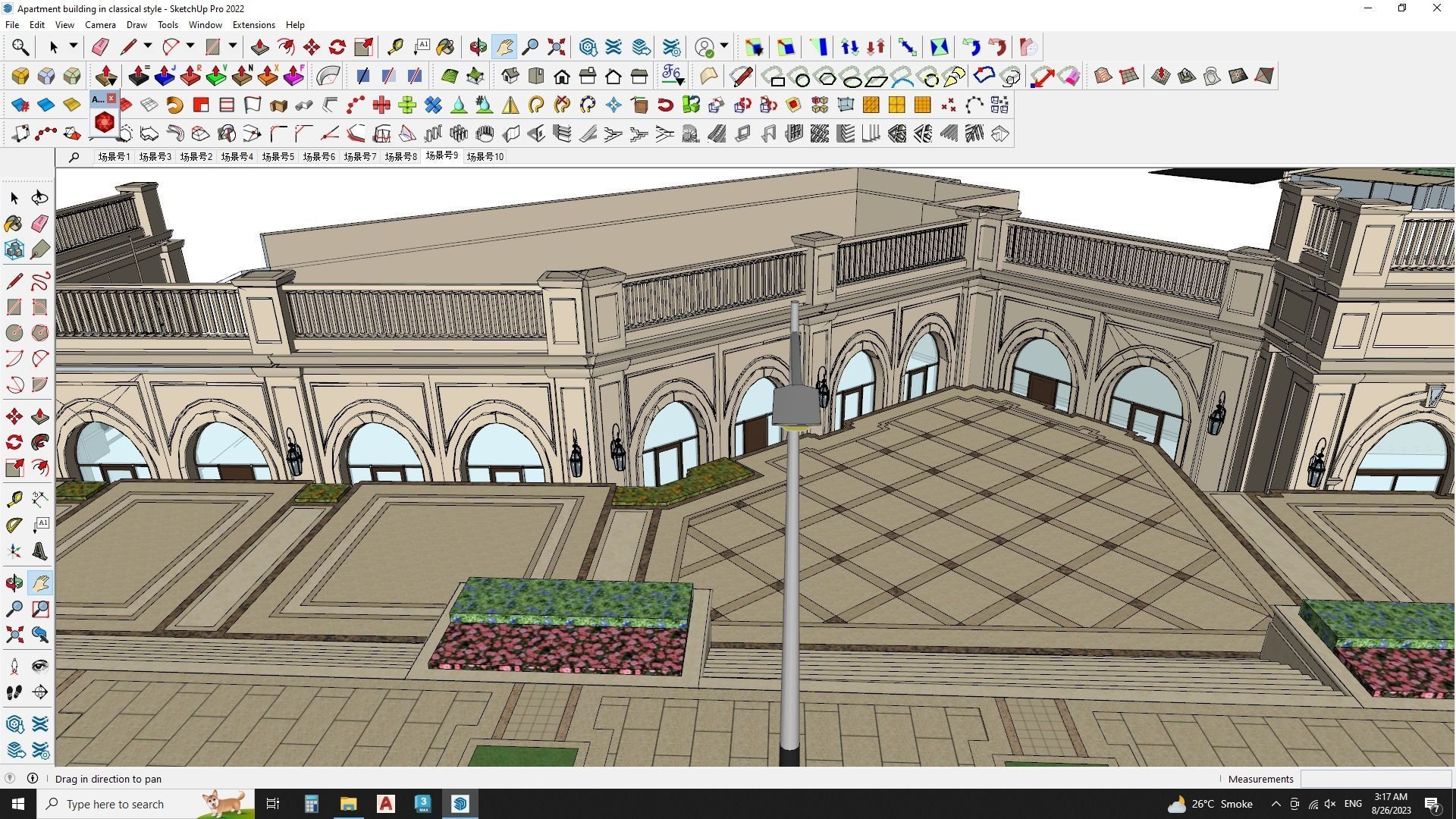 Apartment building in classical style sketchup exterior 3D model_6