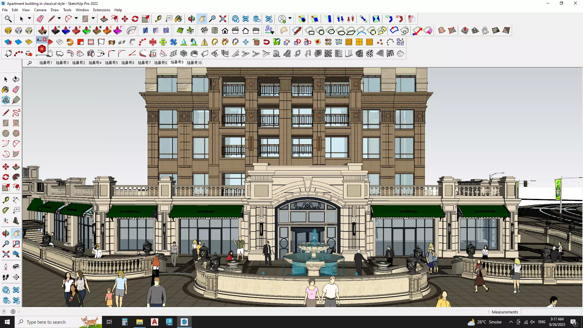 Apartment building in classical style sketchup exterior 3D model_0