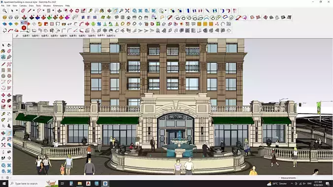 Apartment building in classical style sketchup exterior 3D model