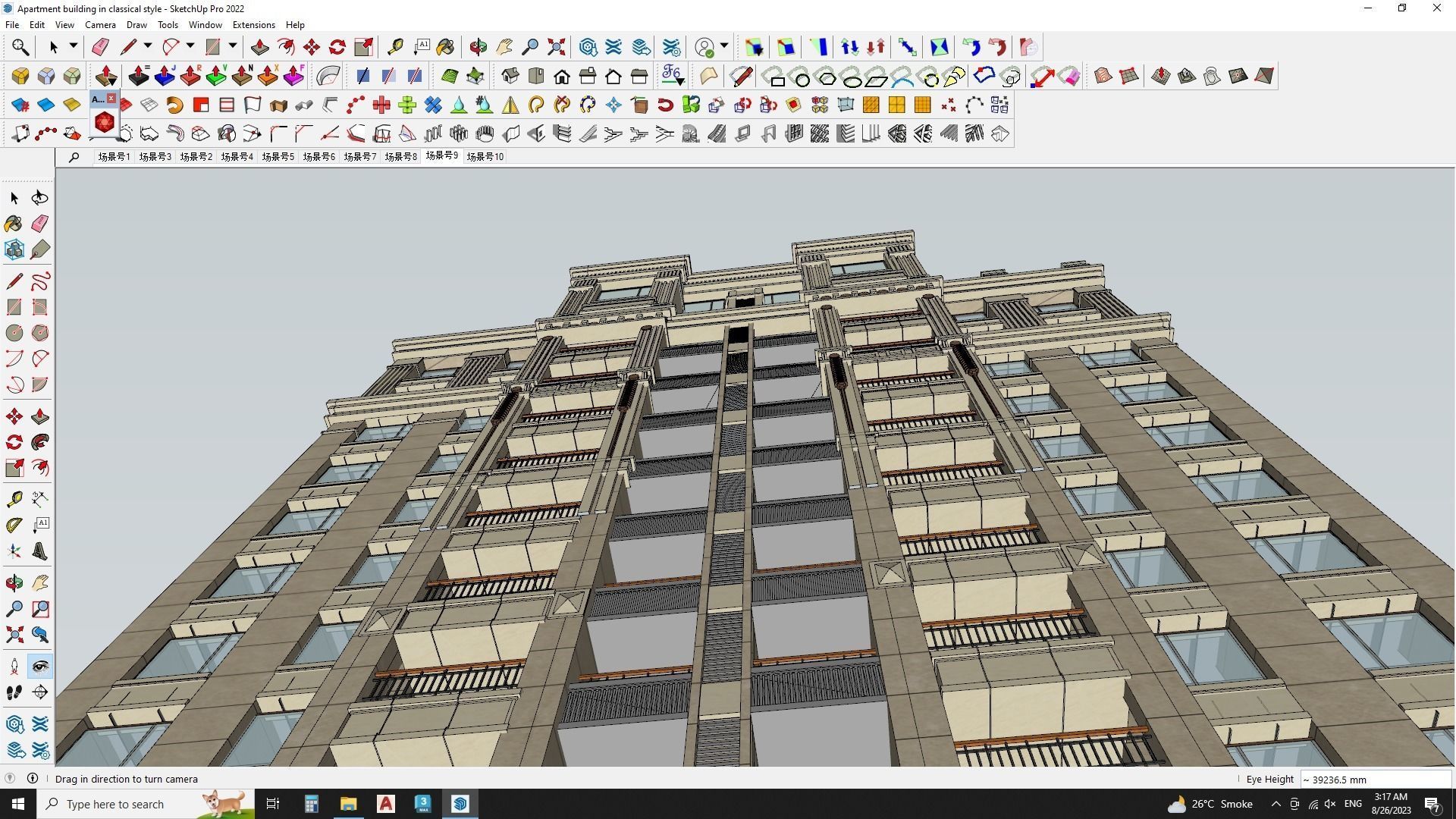 Apartment building in classical style sketchup exterior 3D model_9