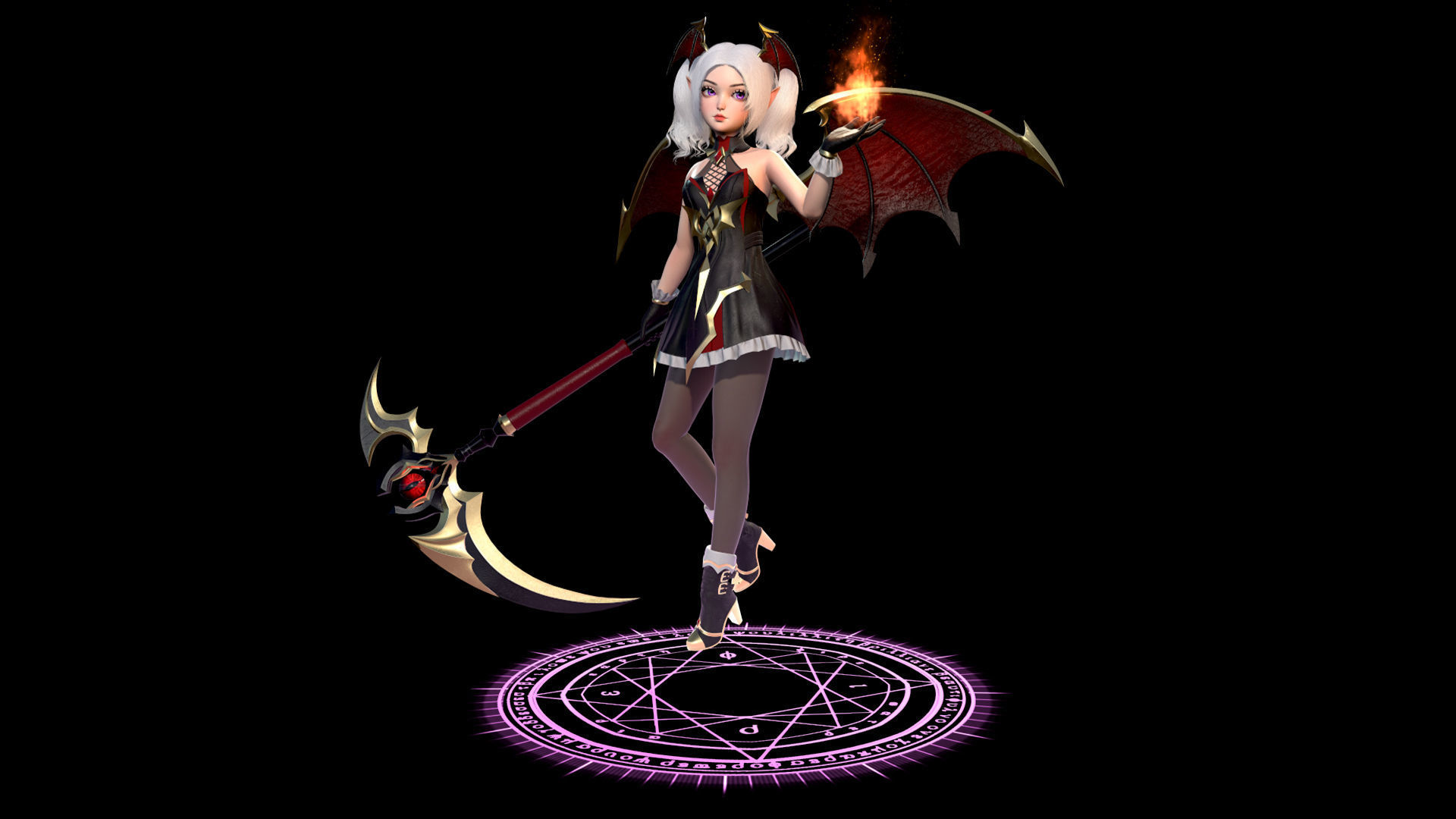 Reaper Girl Low-poly 3D model_2