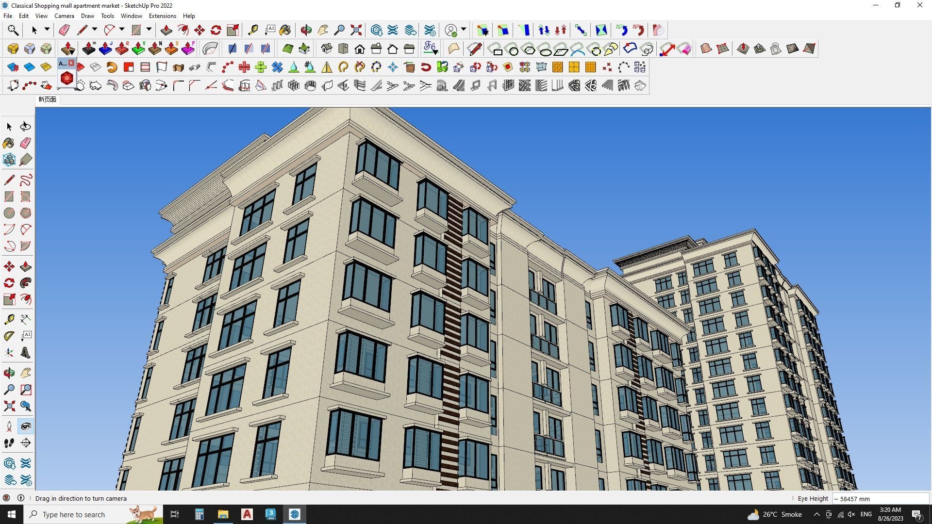 Apartment building in classical style sketchup exterior 3D model_12