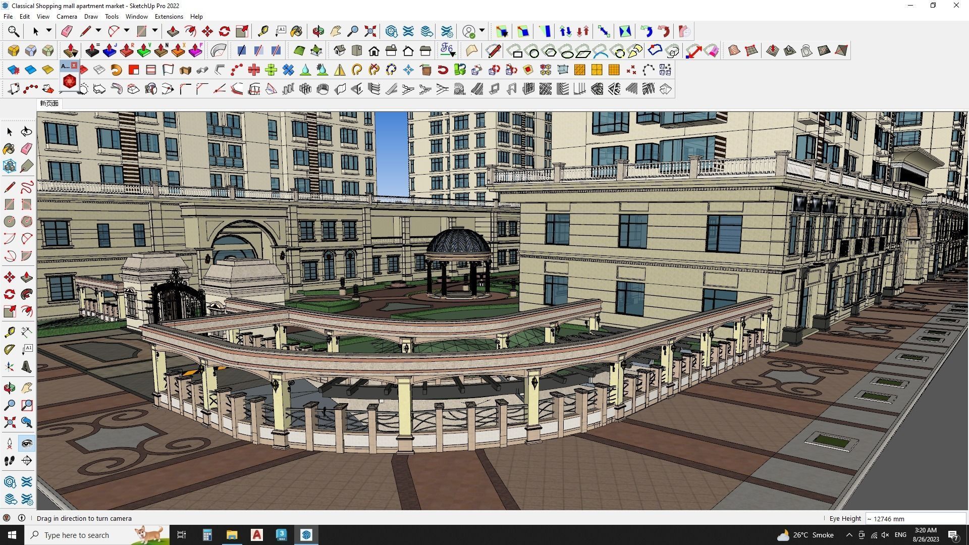Apartment building in classical style sketchup exterior 3D model_4