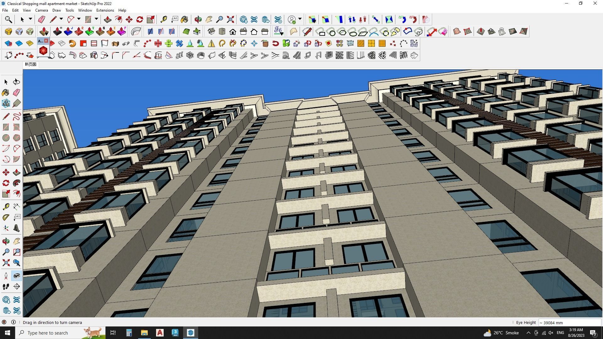 Apartment building in classical style sketchup exterior 3D model_11