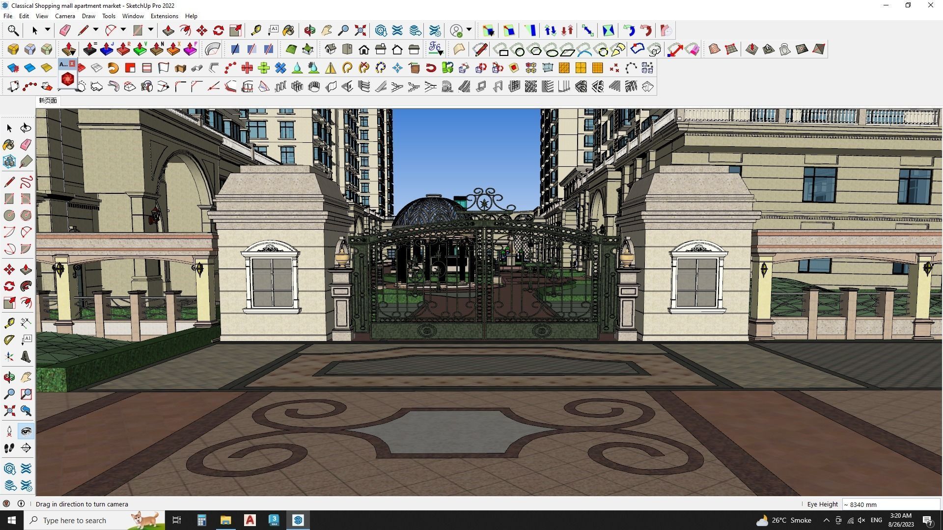 Apartment building in classical style sketchup exterior 3D model_3