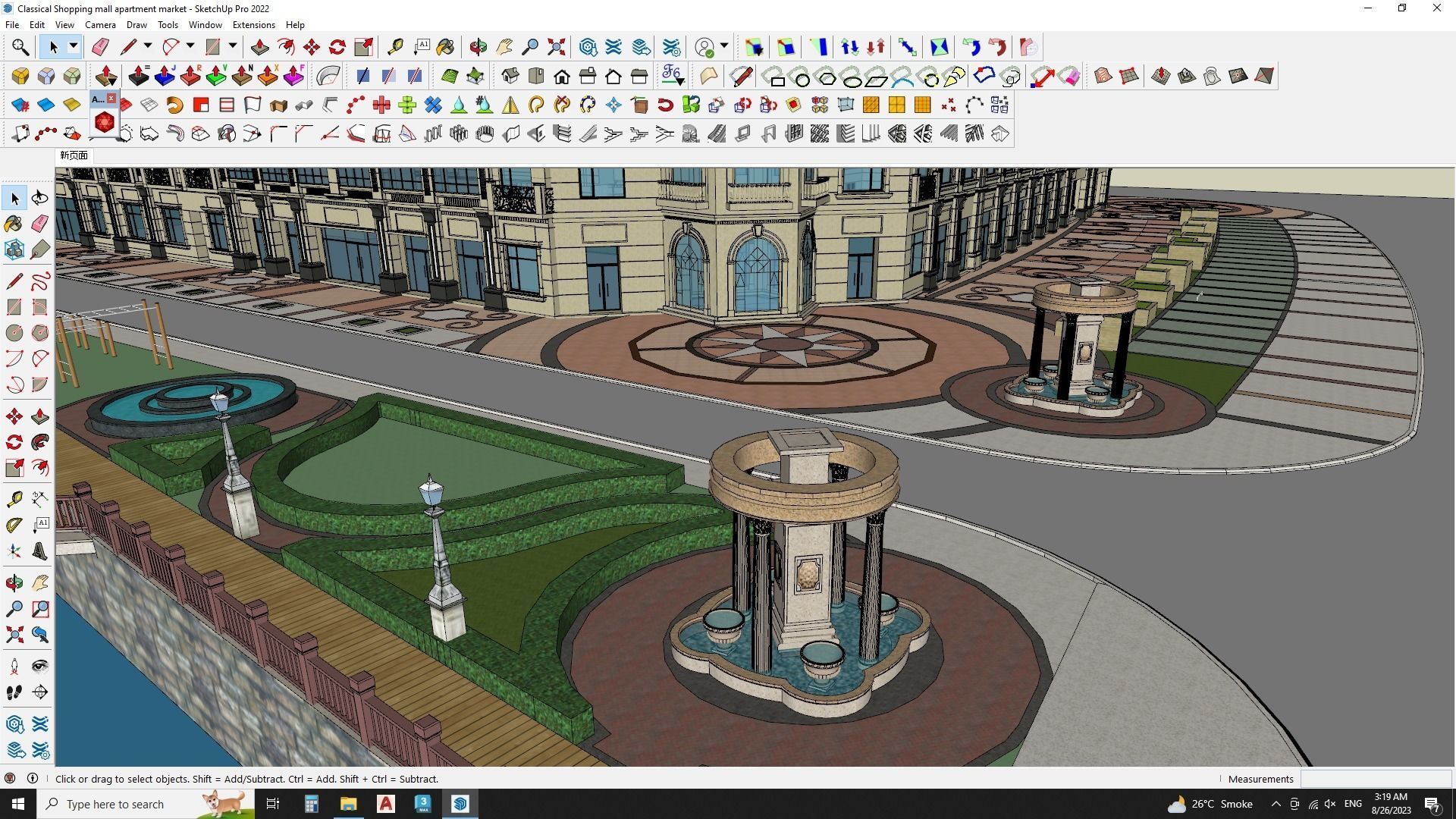 Apartment building in classical style sketchup exterior 3D model_5