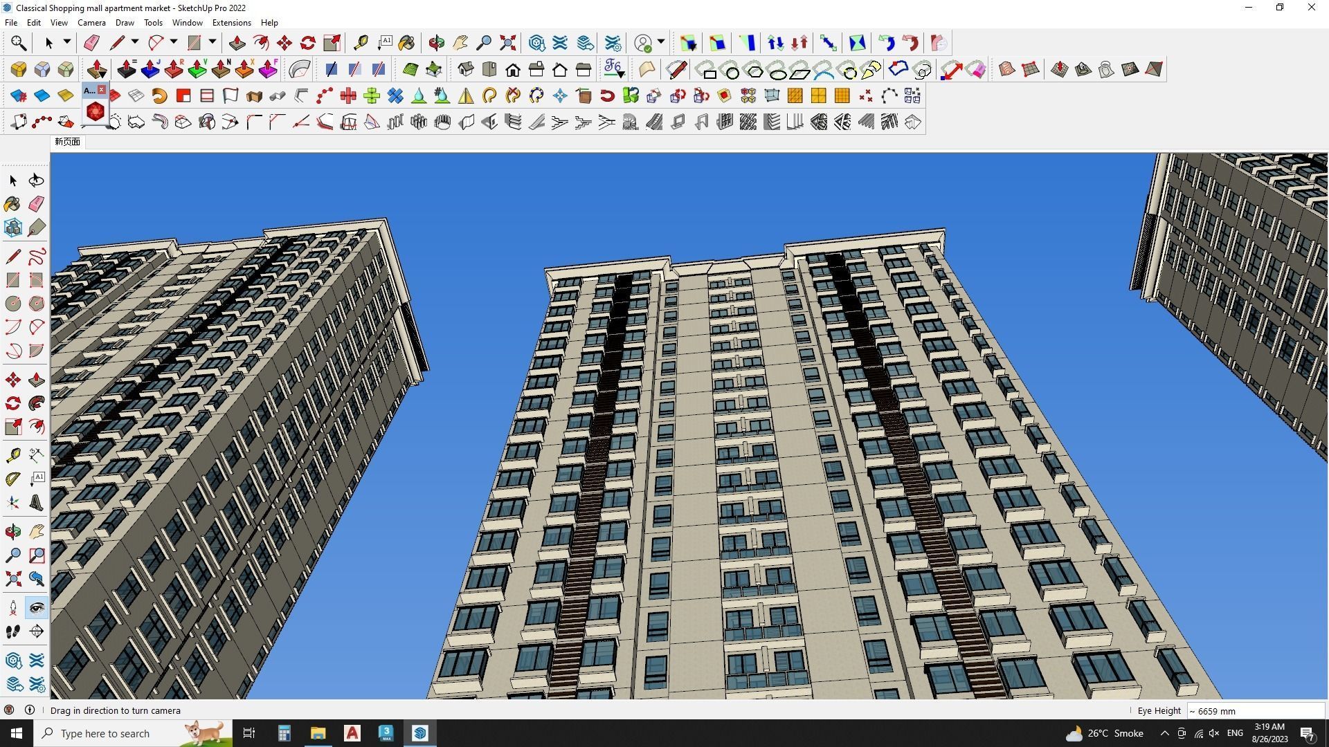 Apartment building in classical style sketchup exterior 3D model_10