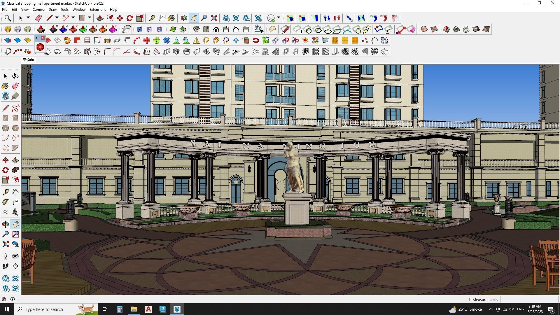 Apartment building in classical style sketchup exterior 3D model_9