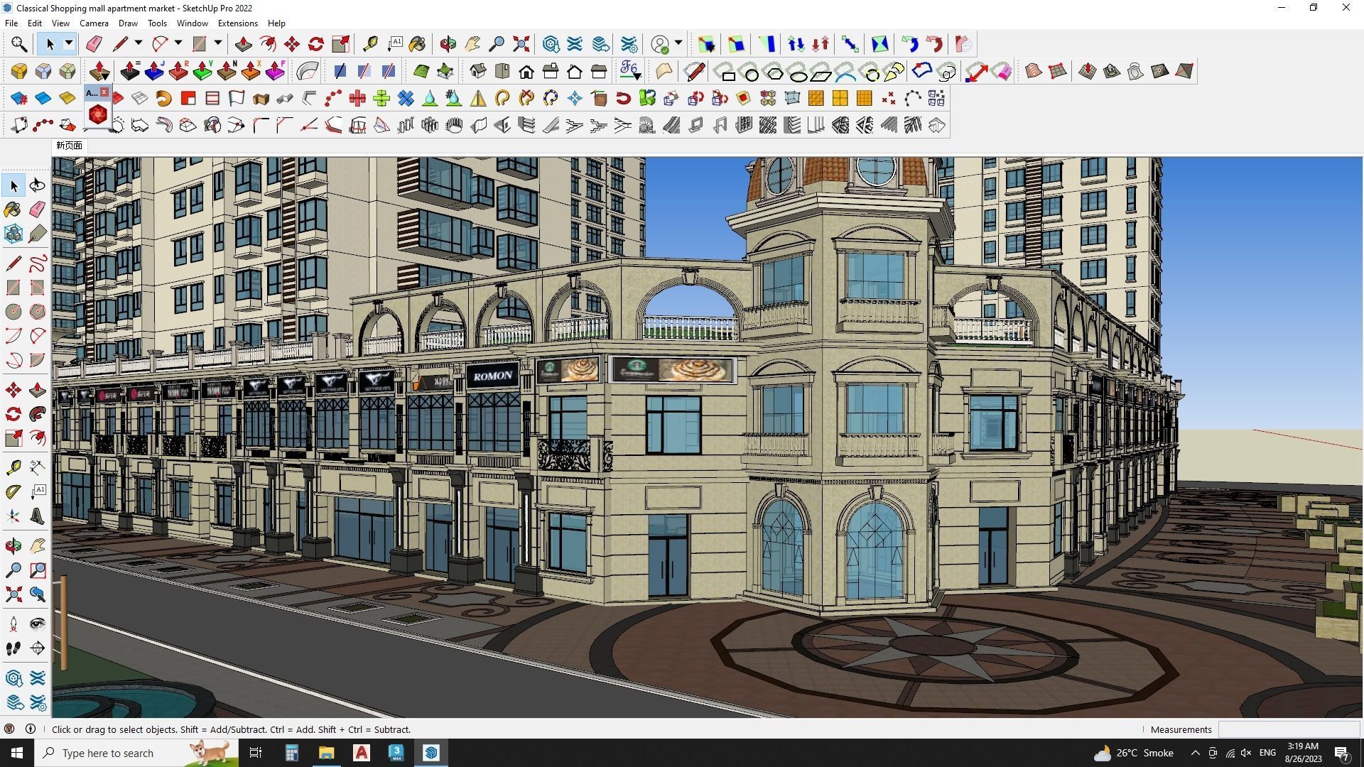 Apartment building in classical style sketchup exterior 3D model_6