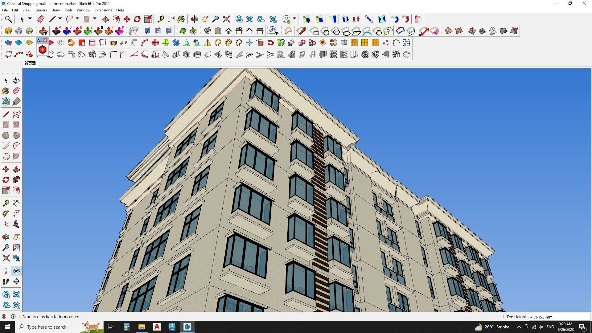 Apartment building in classical style sketchup exterior 3D model_1