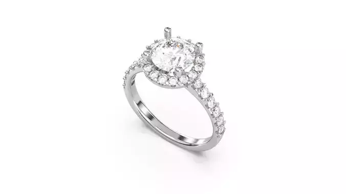 Engagement Diamond Halo Ring detail R028 3D print model