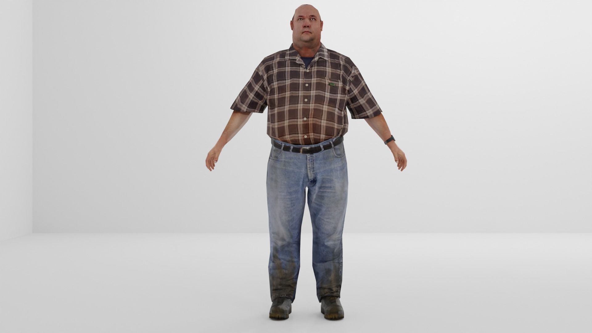 Farmer Peasant Low-poly 3D model_1
