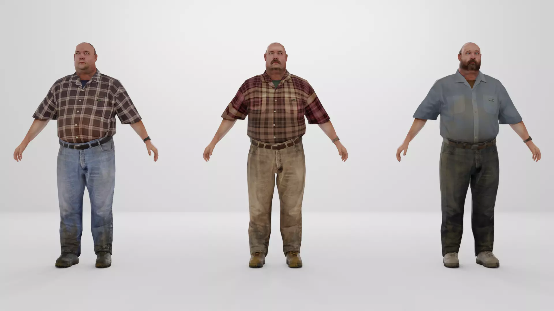 Farmer Peasant Low-poly 3D model_0