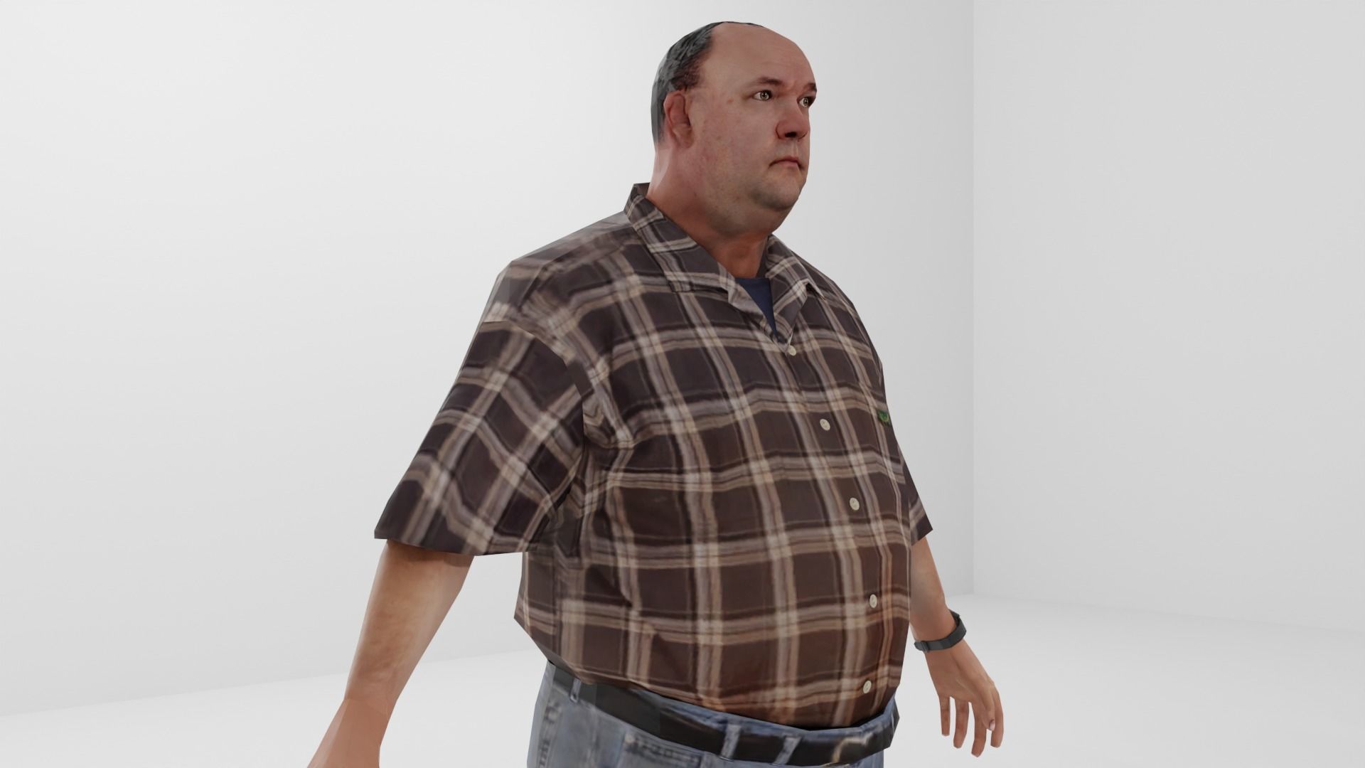 Farmer Peasant Low-poly 3D model_5