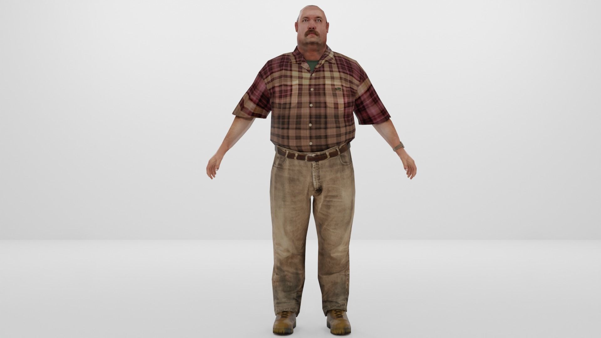 Farmer Peasant Low-poly 3D model_8