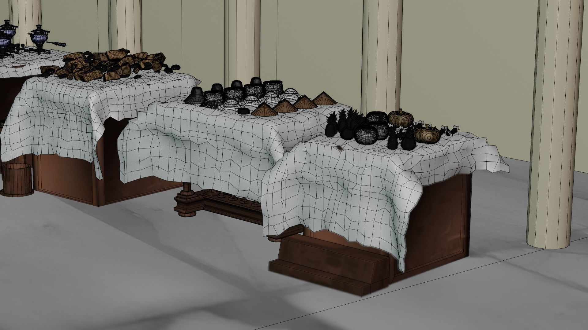 Historical Italian market scene full set  3D model_28