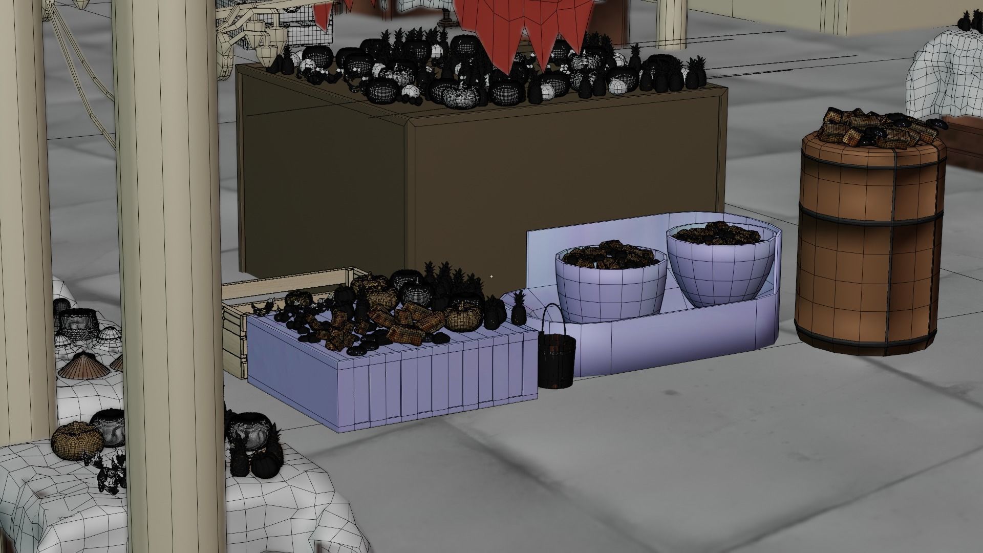 Historical Italian market scene full set  3D model_27