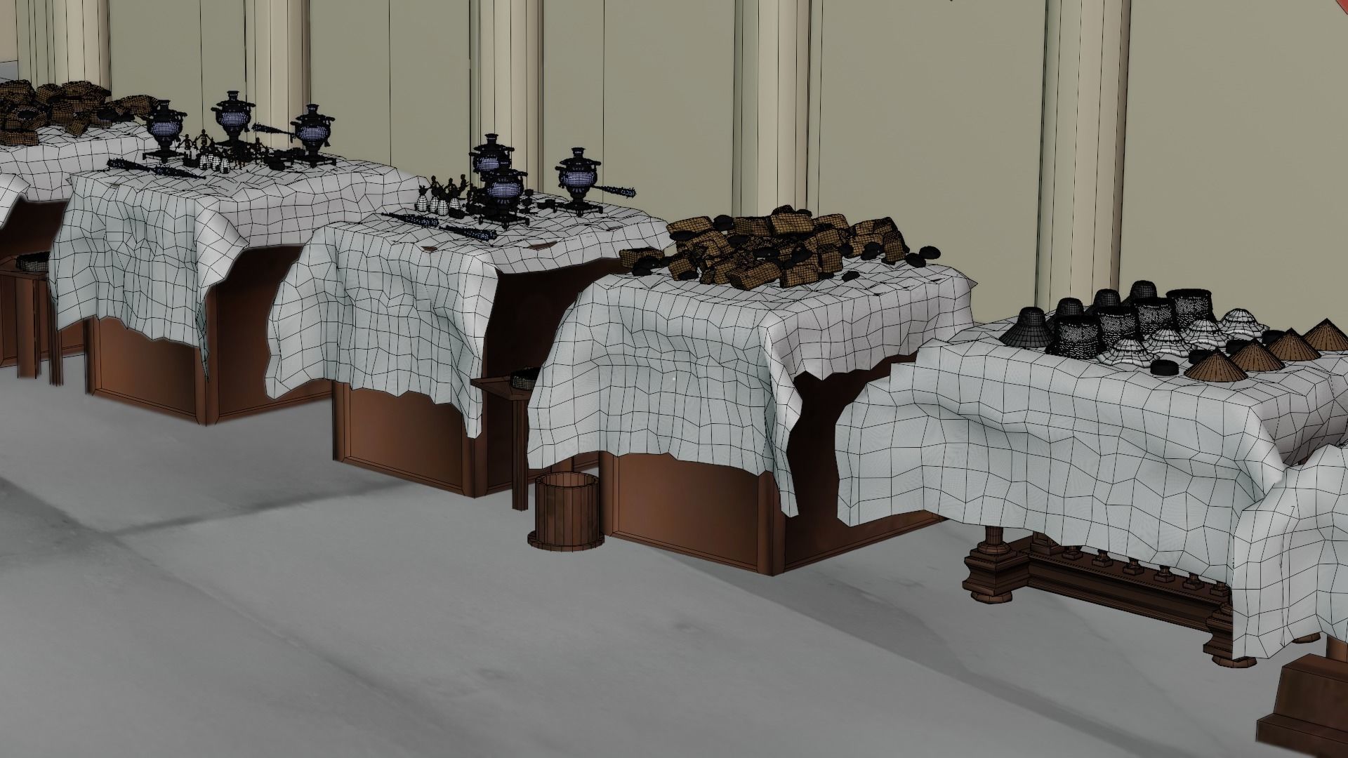 Historical Italian market scene full set  3D model_29