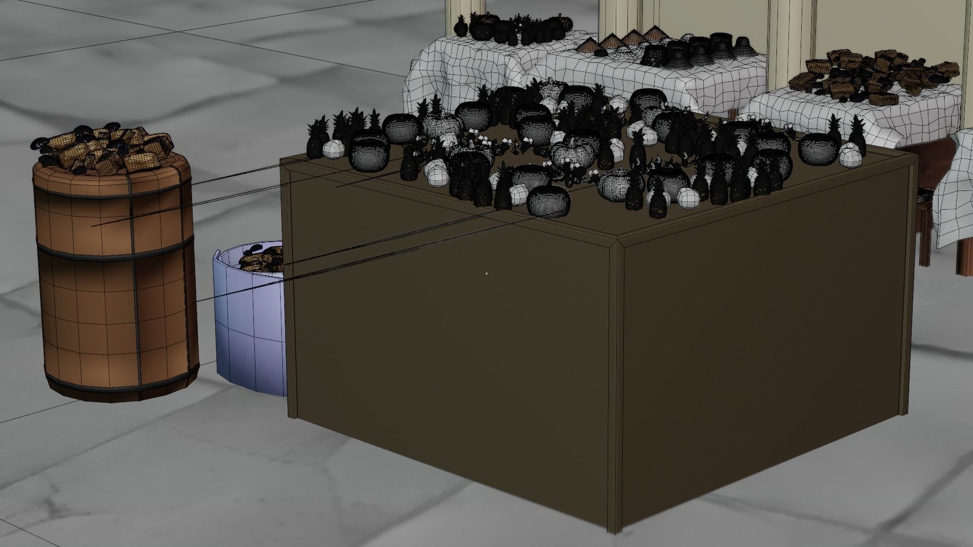 Historical Italian market scene full set  3D model_24