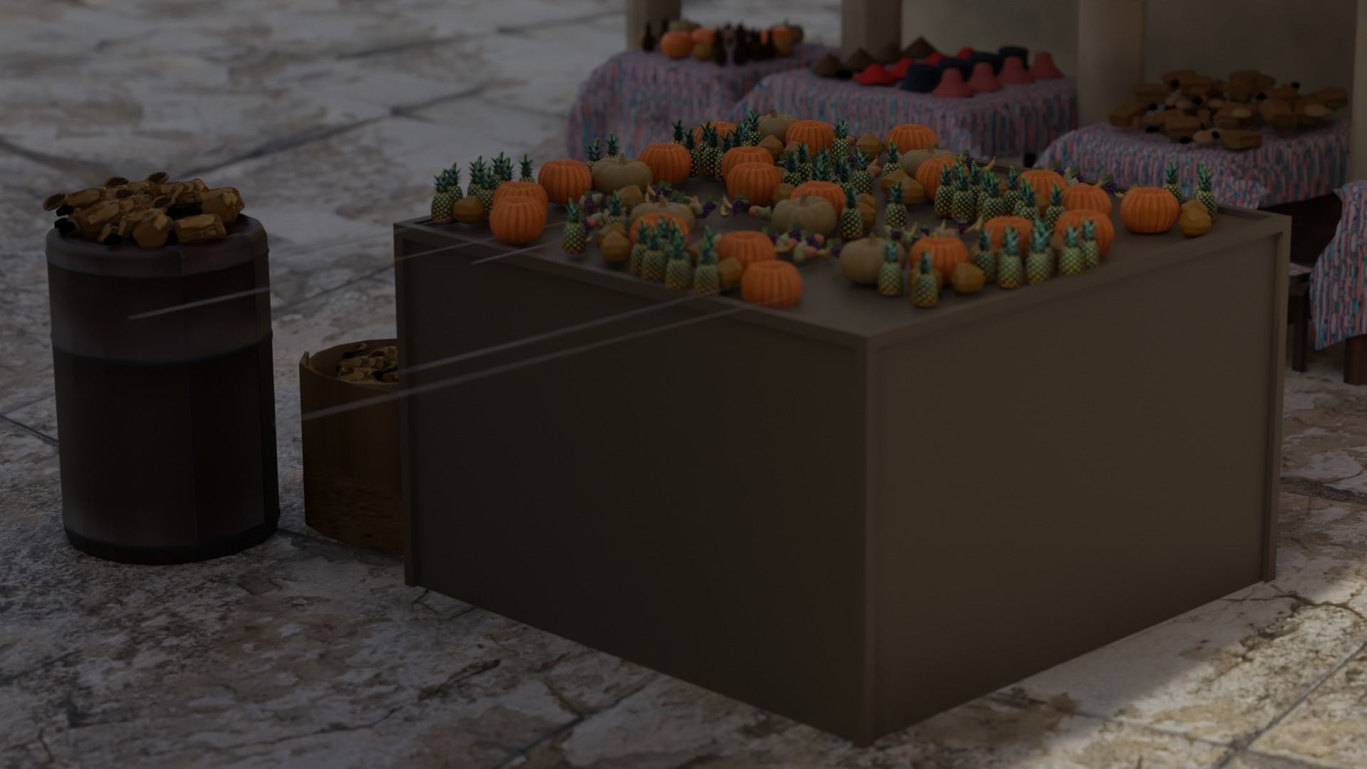 Historical Italian market scene full set  3D model_5