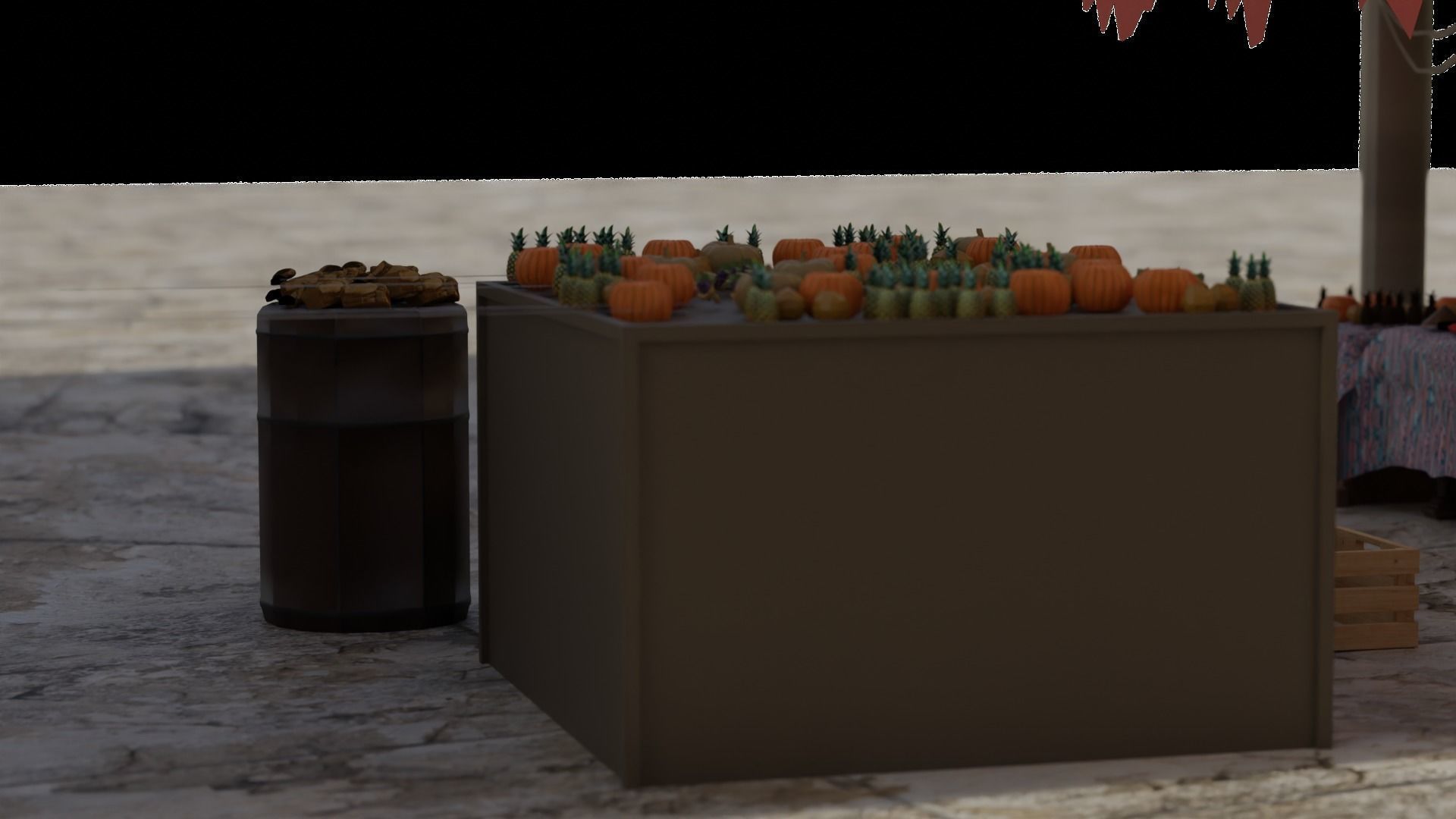 Historical Italian market scene full set  3D model_6