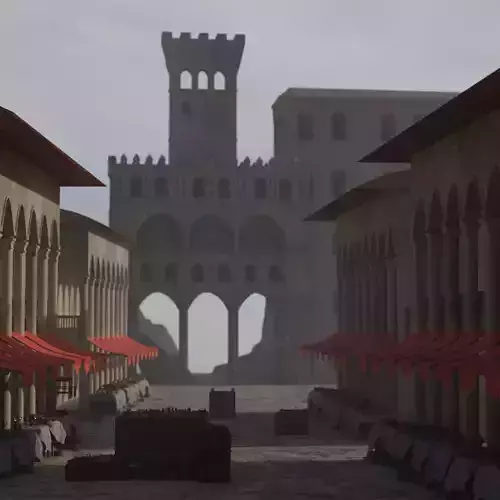 Historical Italian market scene full set  3D model