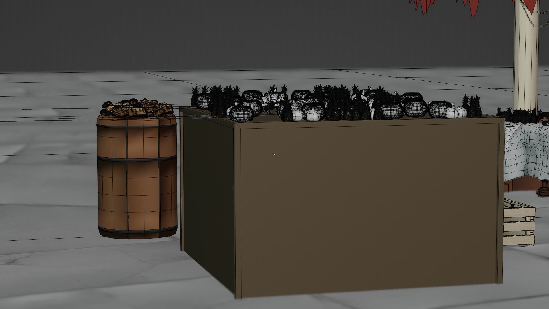 Historical Italian market scene full set  3D model_25