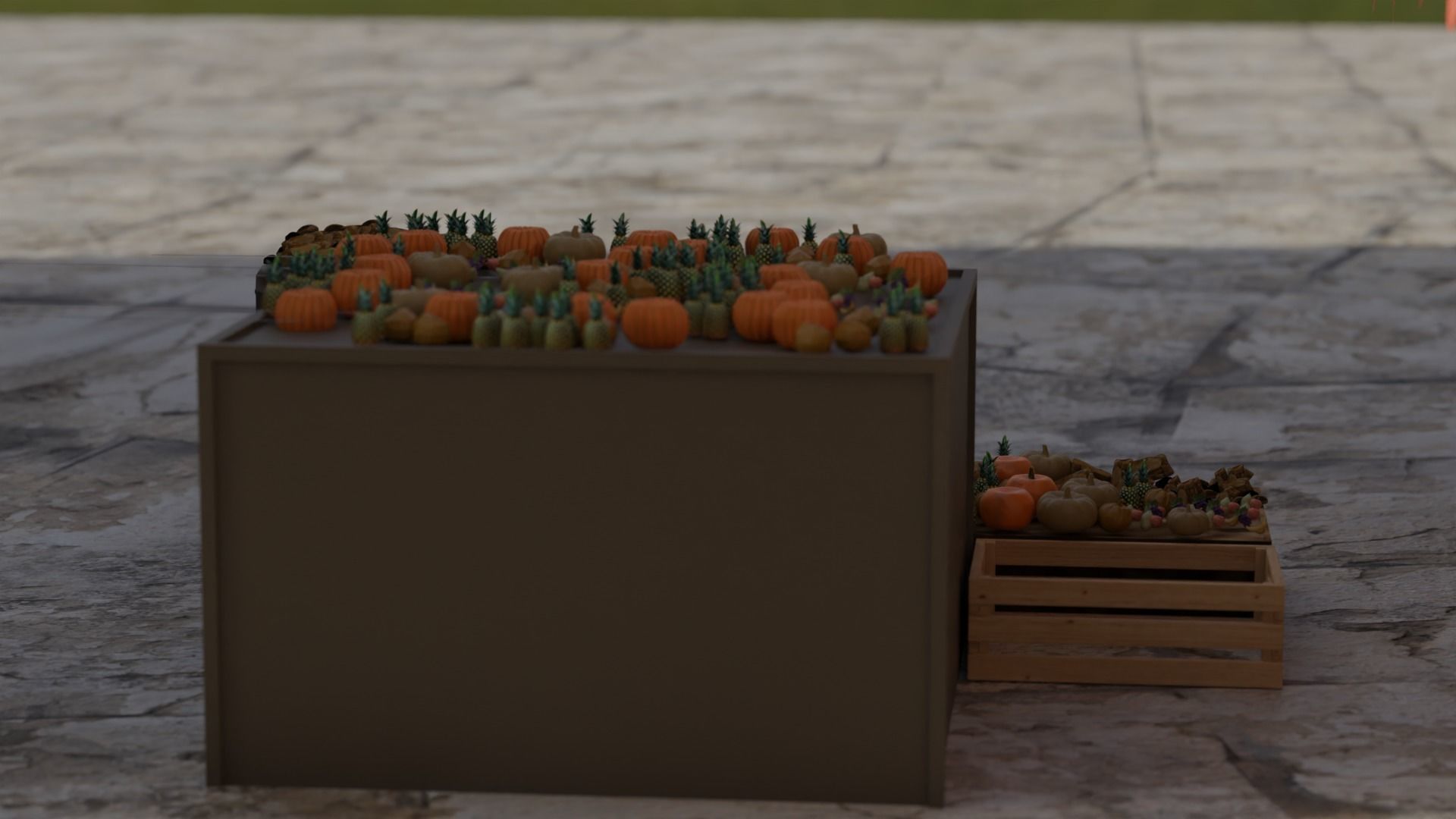Historical Italian market scene full set  3D model_7