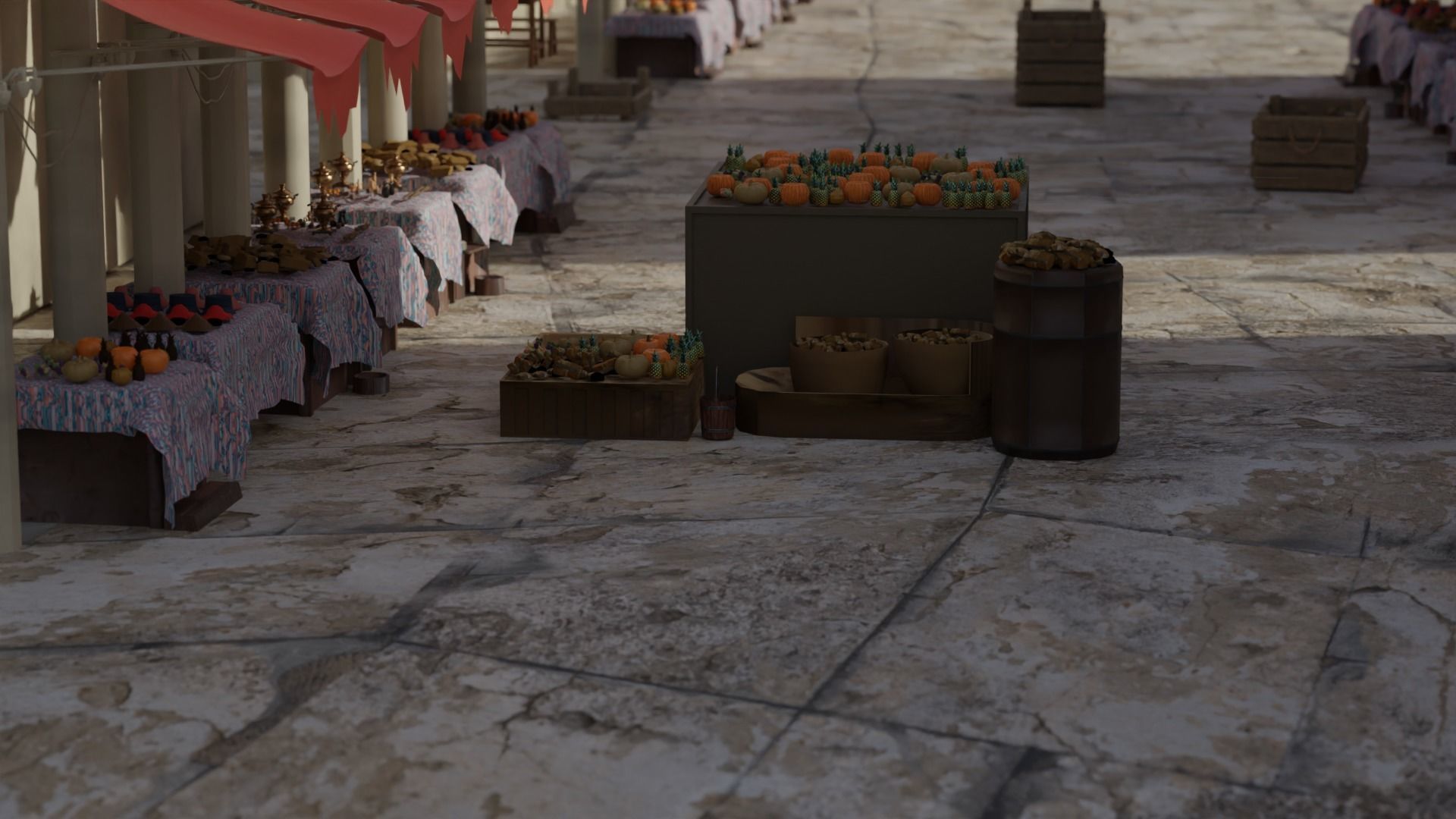 Historical Italian market scene full set  3D model_2