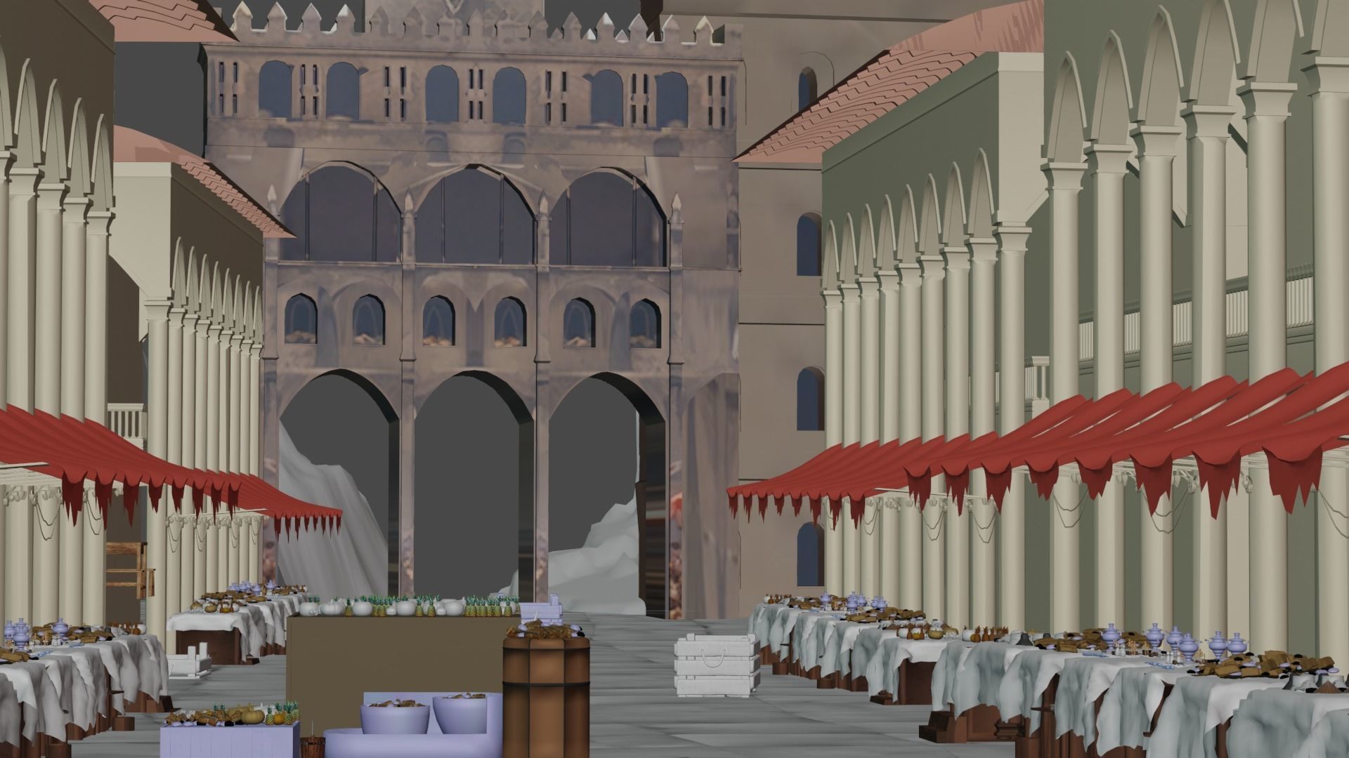 Historical Italian market scene full set  3D model_20
