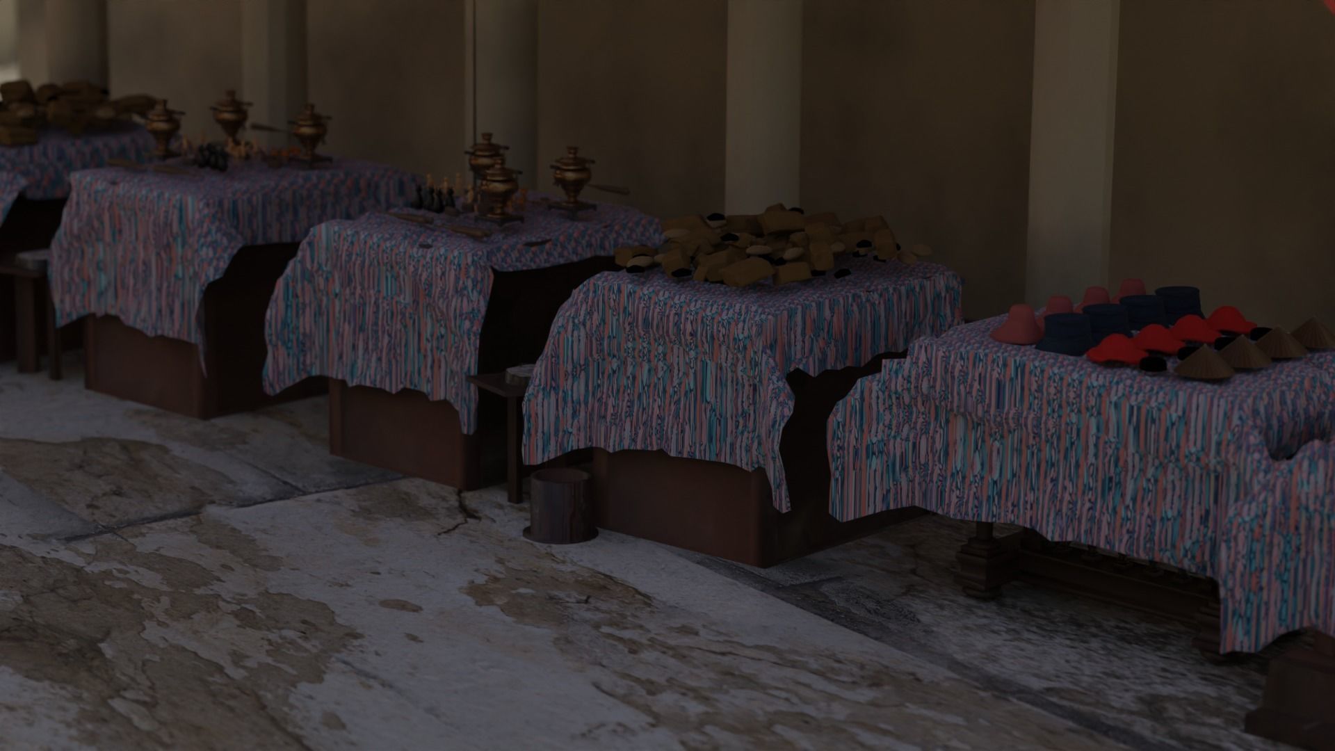 Historical Italian market scene full set  3D model_10