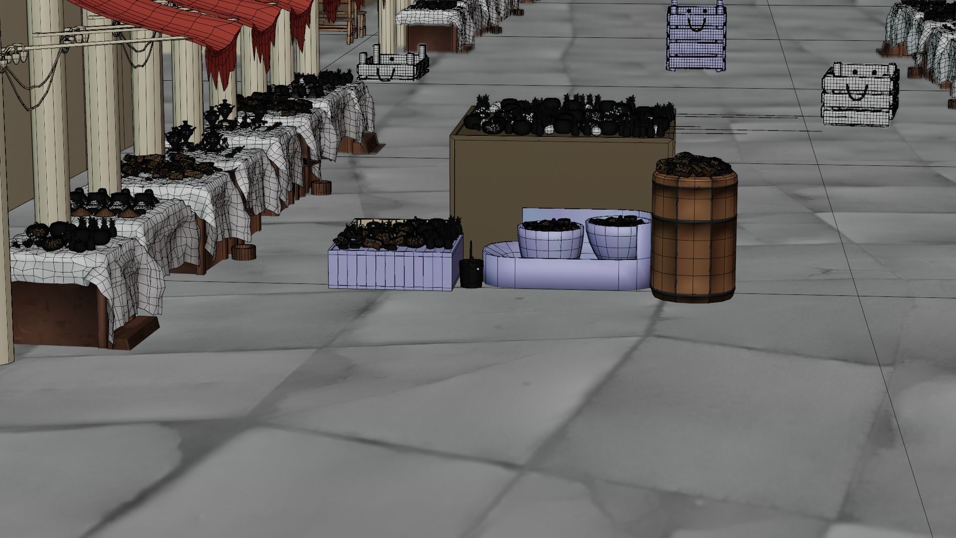 Historical Italian market scene full set  3D model_21