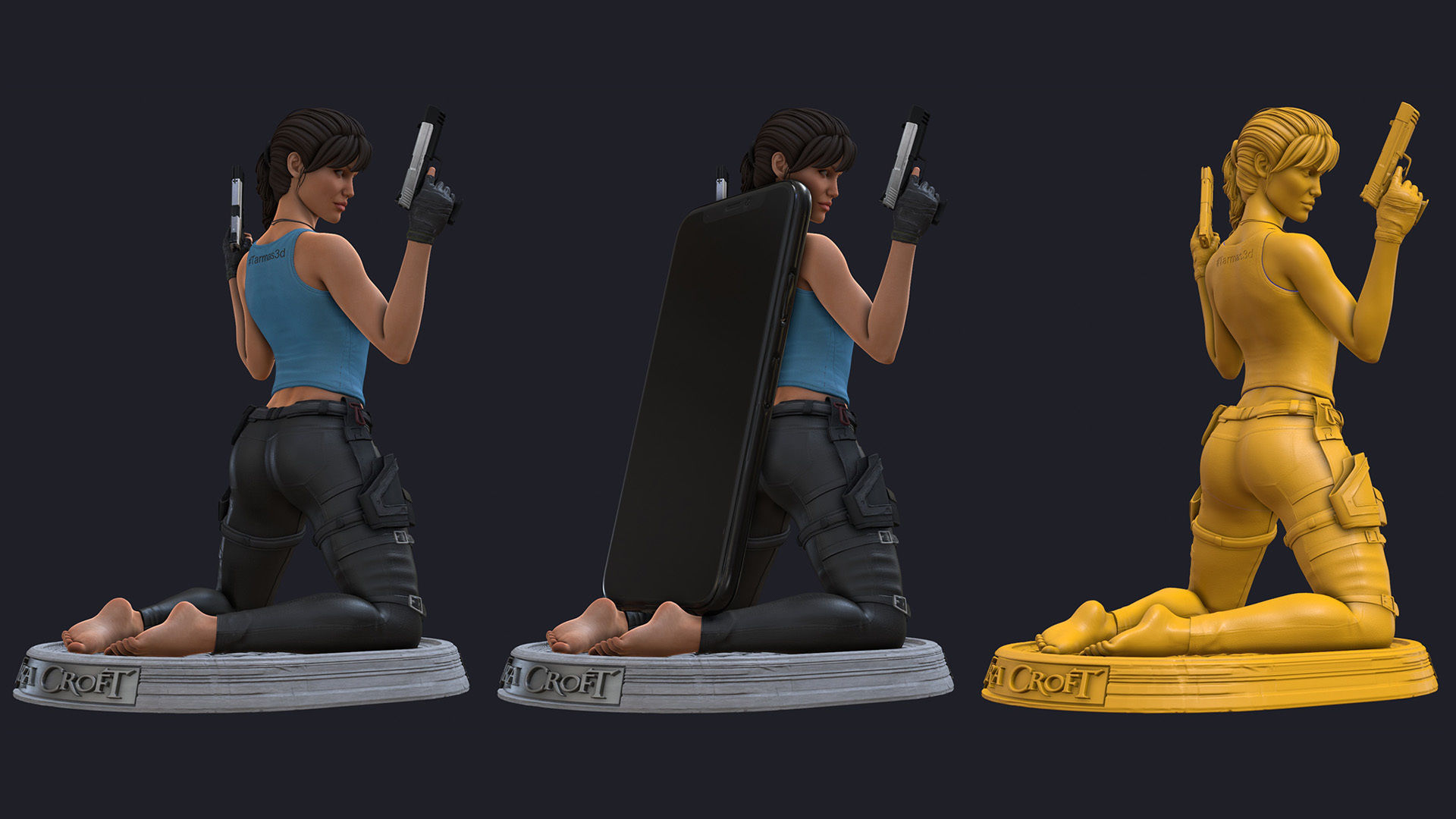 Lara Croft phone holder 3D print model_8