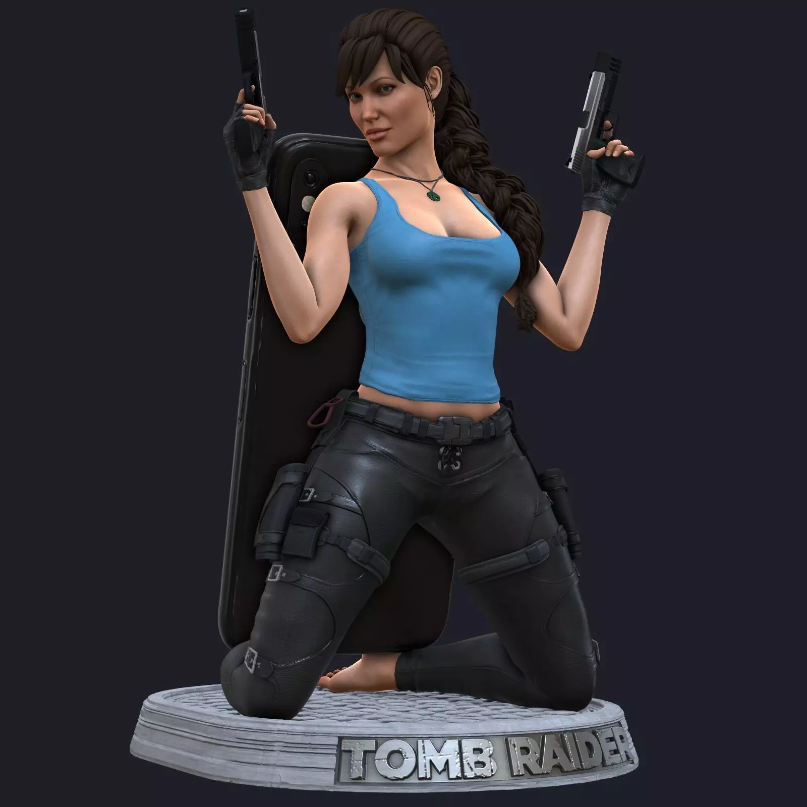Lara Croft phone holder 3D print model_0