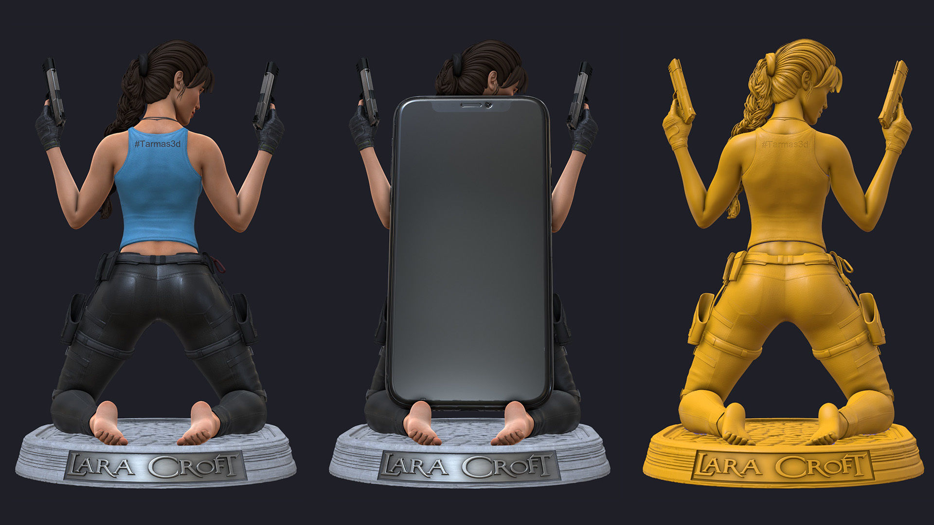 Lara Croft phone holder 3D print model_9