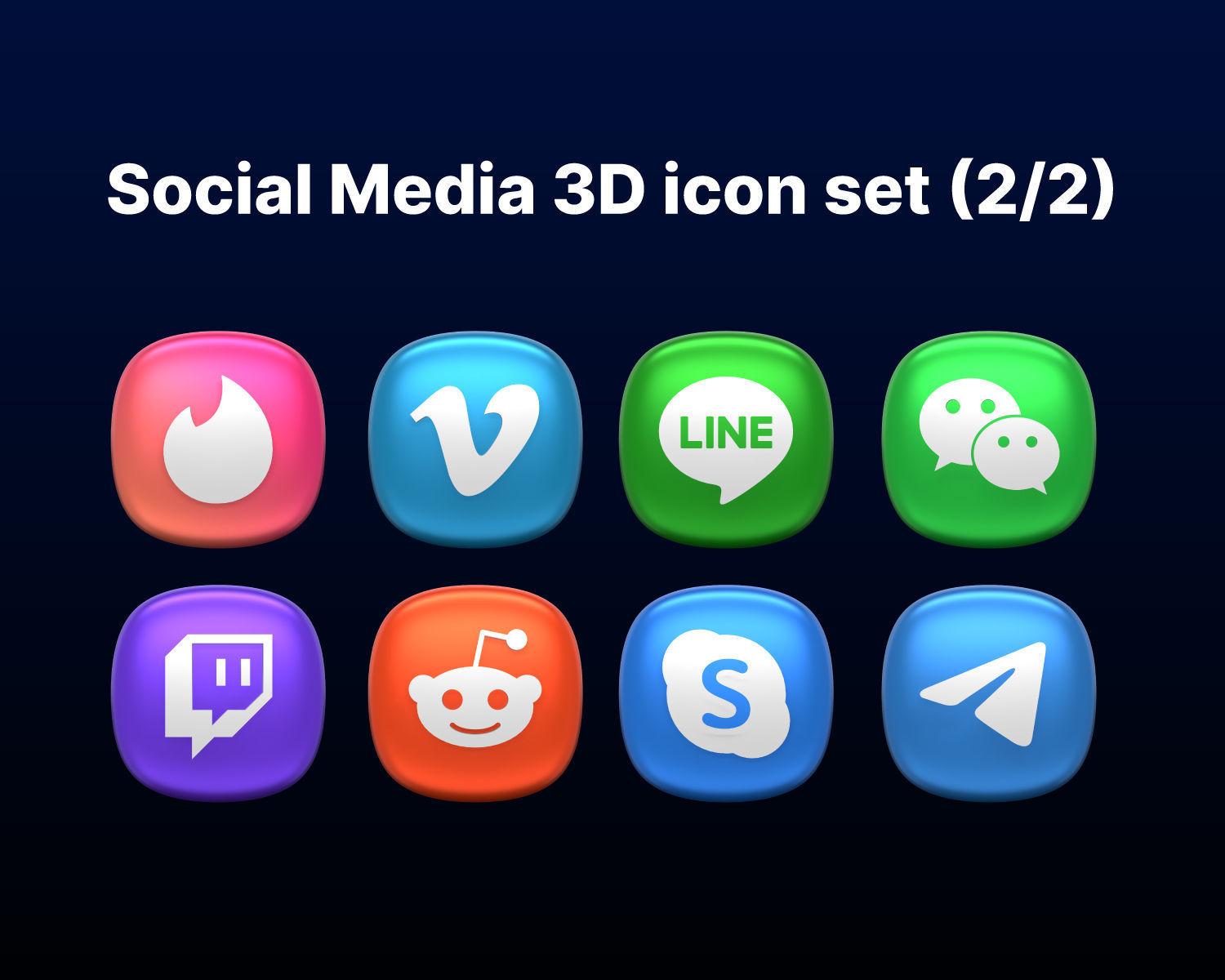 Social Media 3D icon Set UX UI Web Design Elements 3d rendering  3D model_2