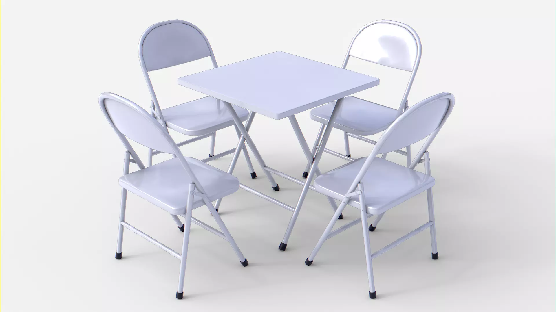Square Folding Table With Folding Chair Low-poly 3D model