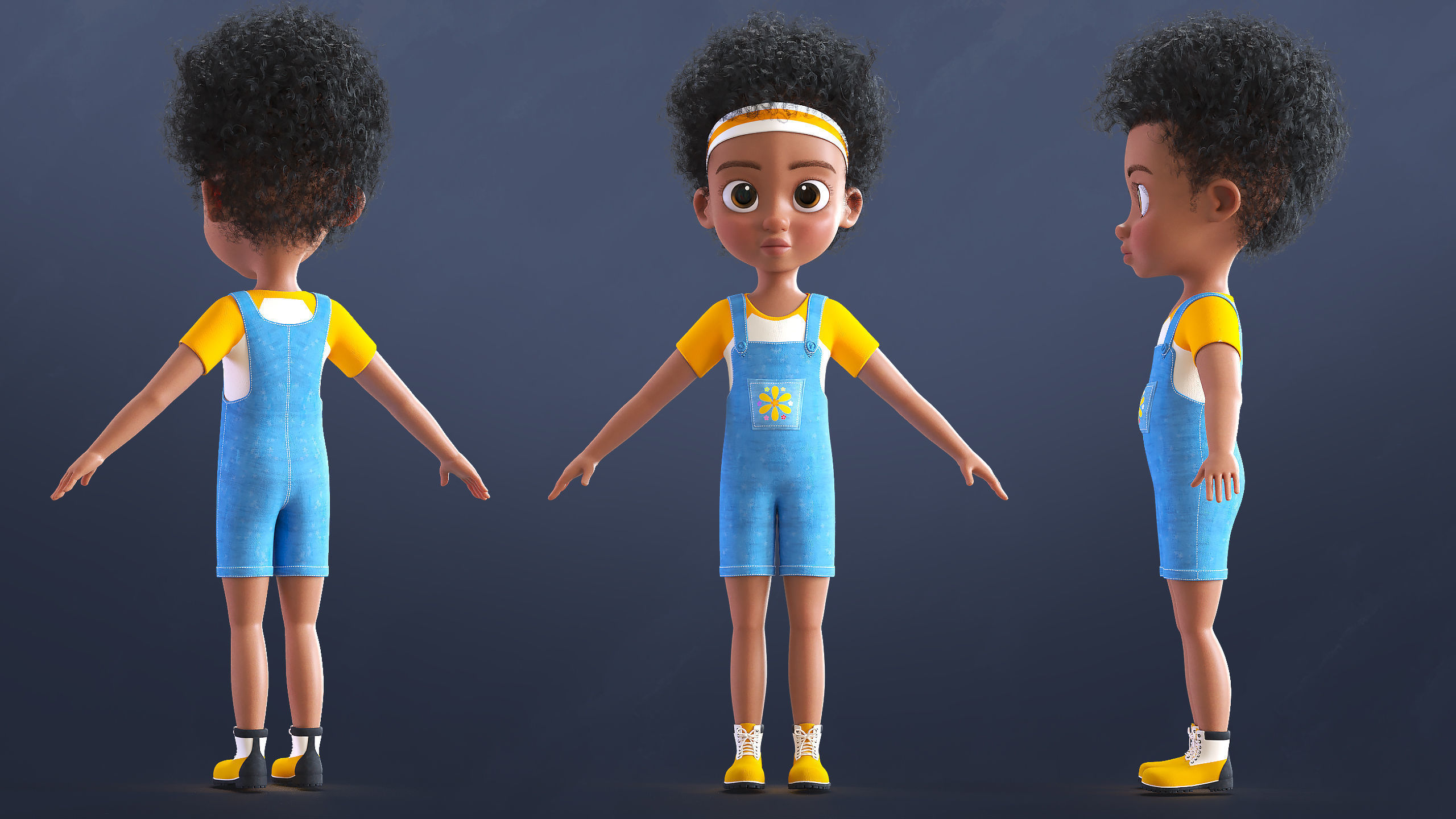 Cartoon Afro Family Pack - 3d Rigged Characters 3D model_8