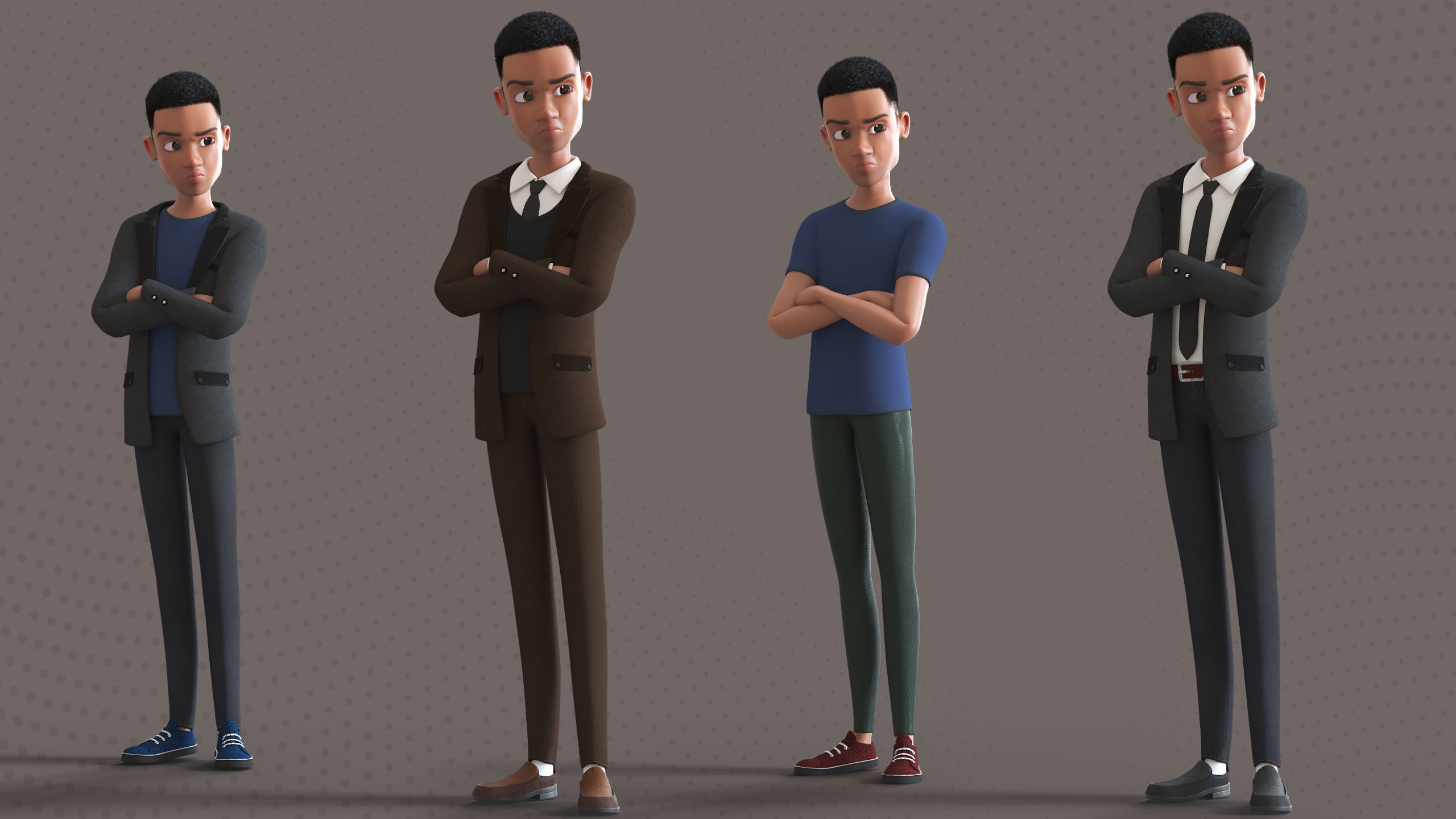 Cartoon Afro Family Pack - 3d Rigged Characters 3D model_83