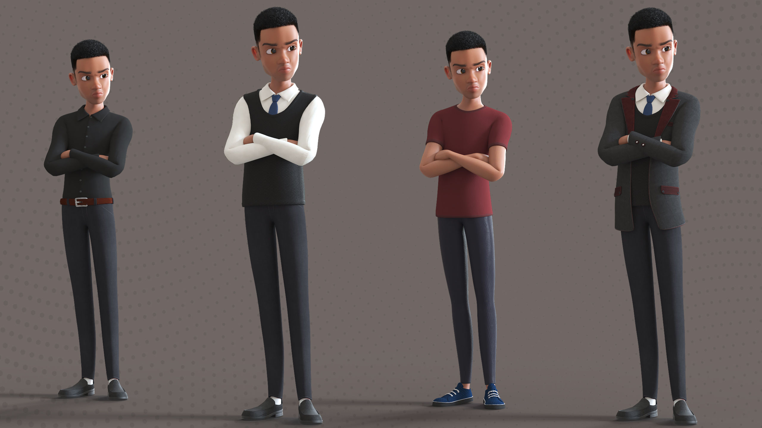 Cartoon Afro Family Pack - 3d Rigged Characters 3D model_81