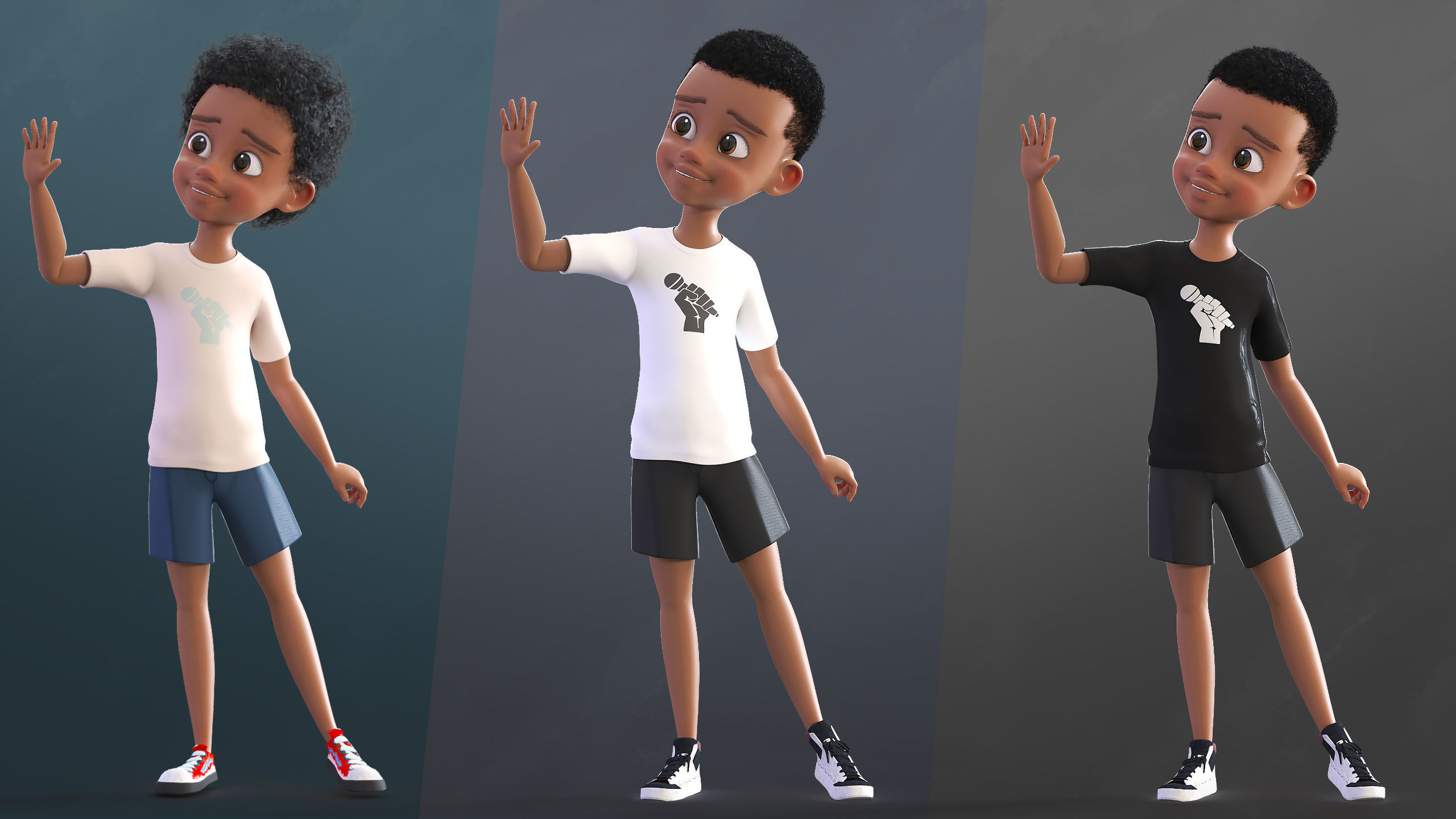 Cartoon Afro Family Pack - 3d Rigged Characters 3D model_37