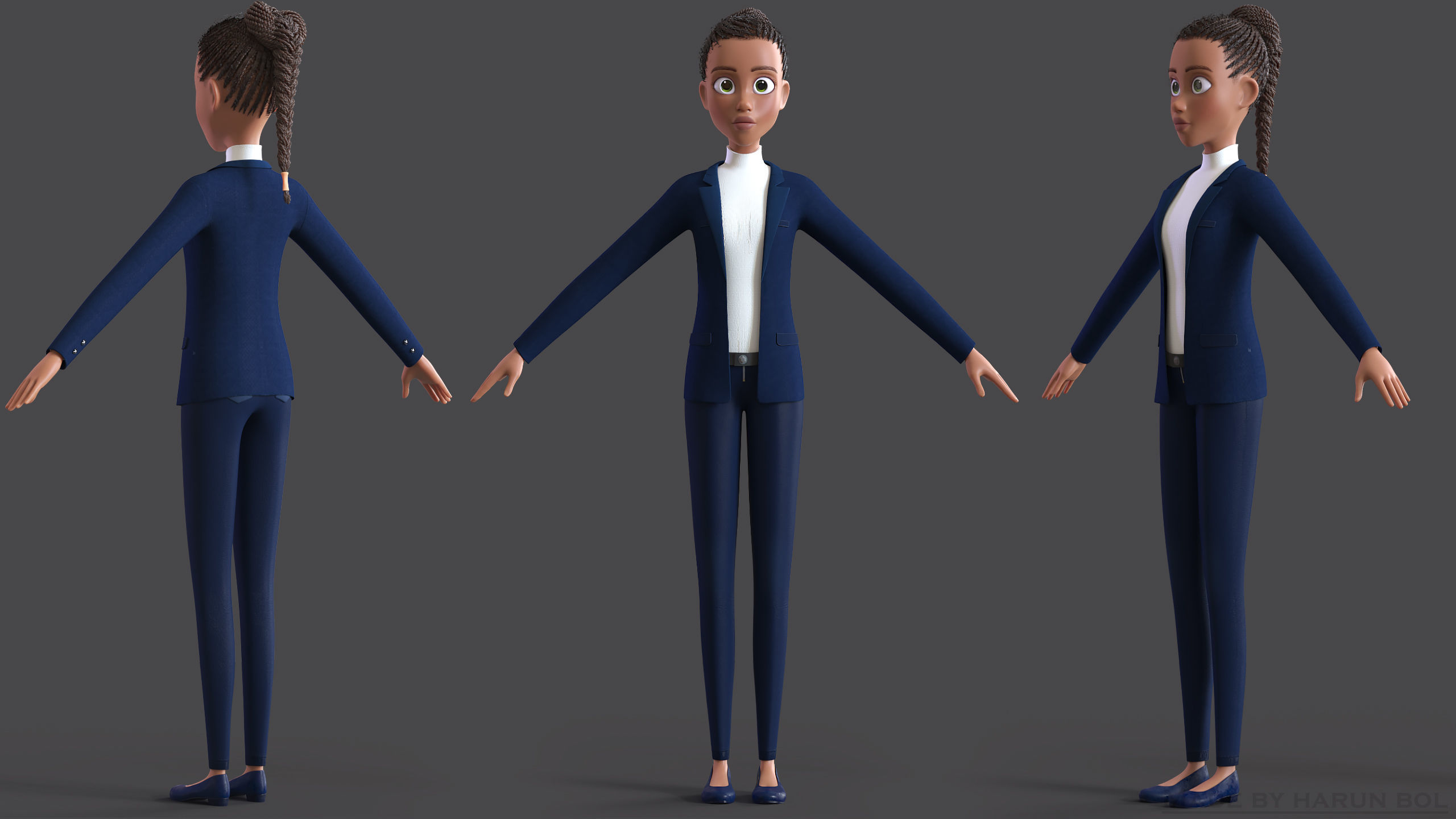 Cartoon Afro Family Pack - 3d Rigged Characters 3D model_49