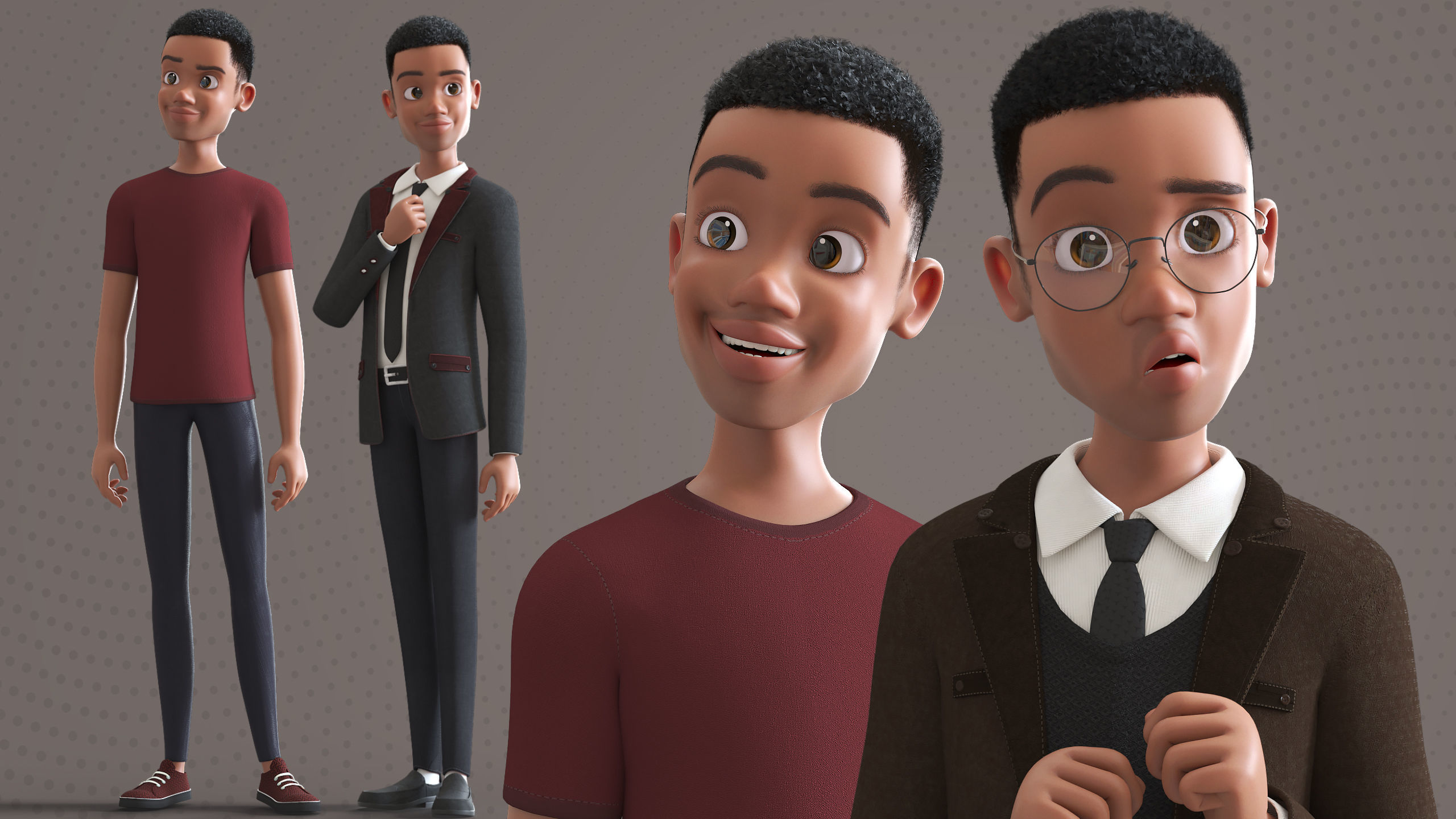 Cartoon Afro Family Pack - 3d Rigged Characters 3D model_71