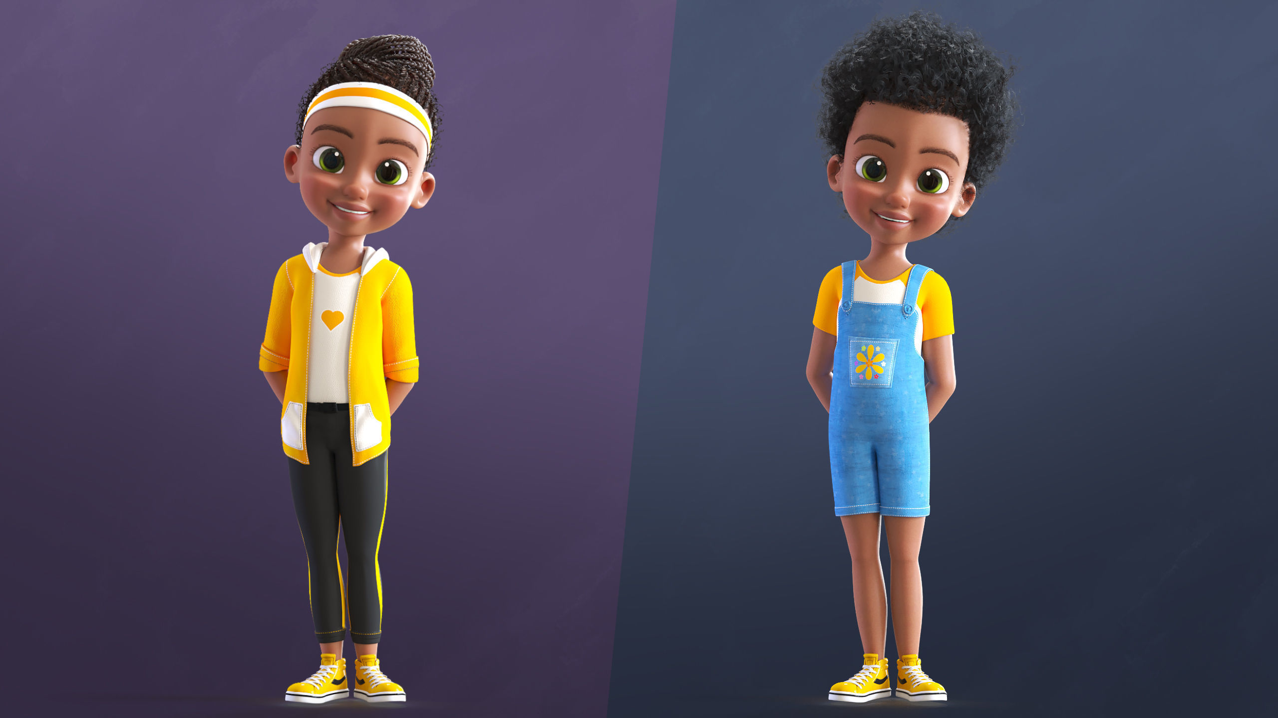 Cartoon Afro Family Pack - 3d Rigged Characters 3D model_15