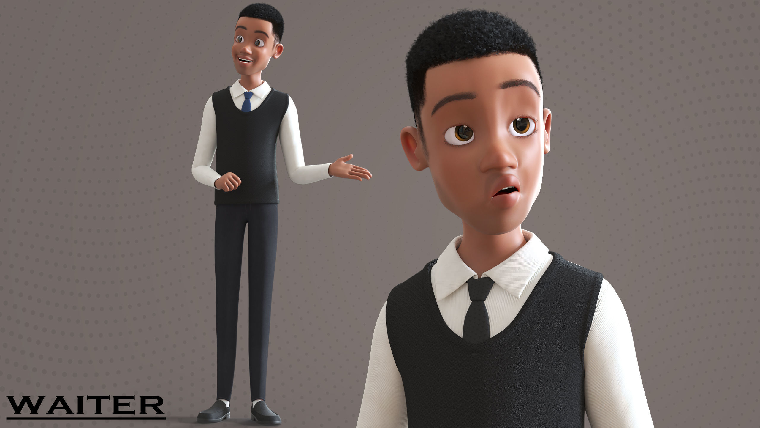 Cartoon Afro Family Pack - 3d Rigged Characters 3D model_89